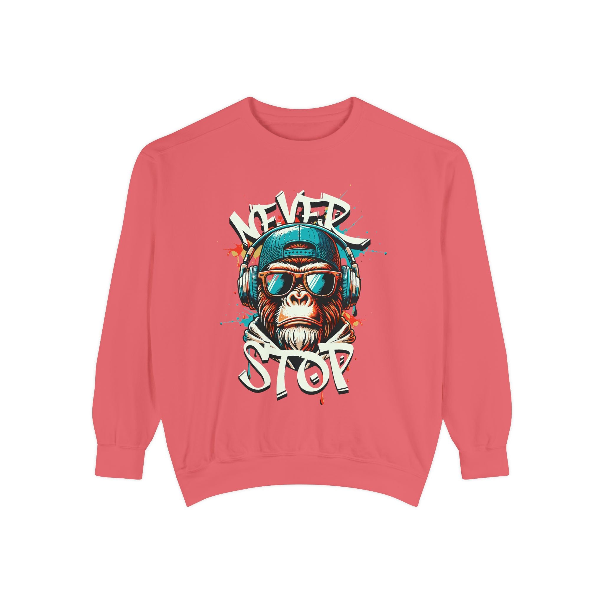 Cool Monkey Graphic Unisex Sweatshirt - Relaxed Fit, Perfect for Casual Outings, Gifts, Music Lovers, Hipster Vibe, Everyday Wear