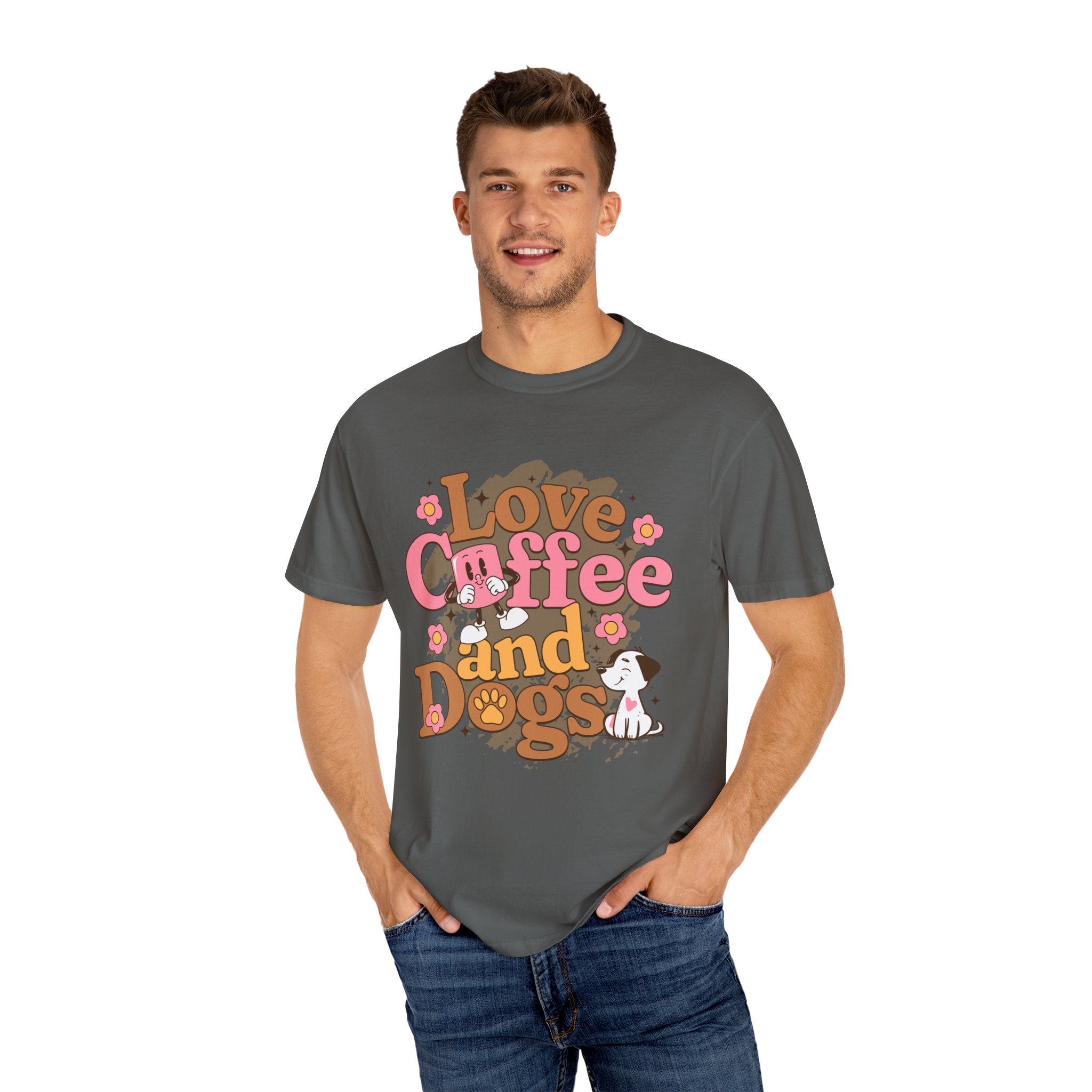 Coffee And Dog Lover's Unisex Sonhco T-shirt - Time For Coffee Keep Chilling and Relaxing