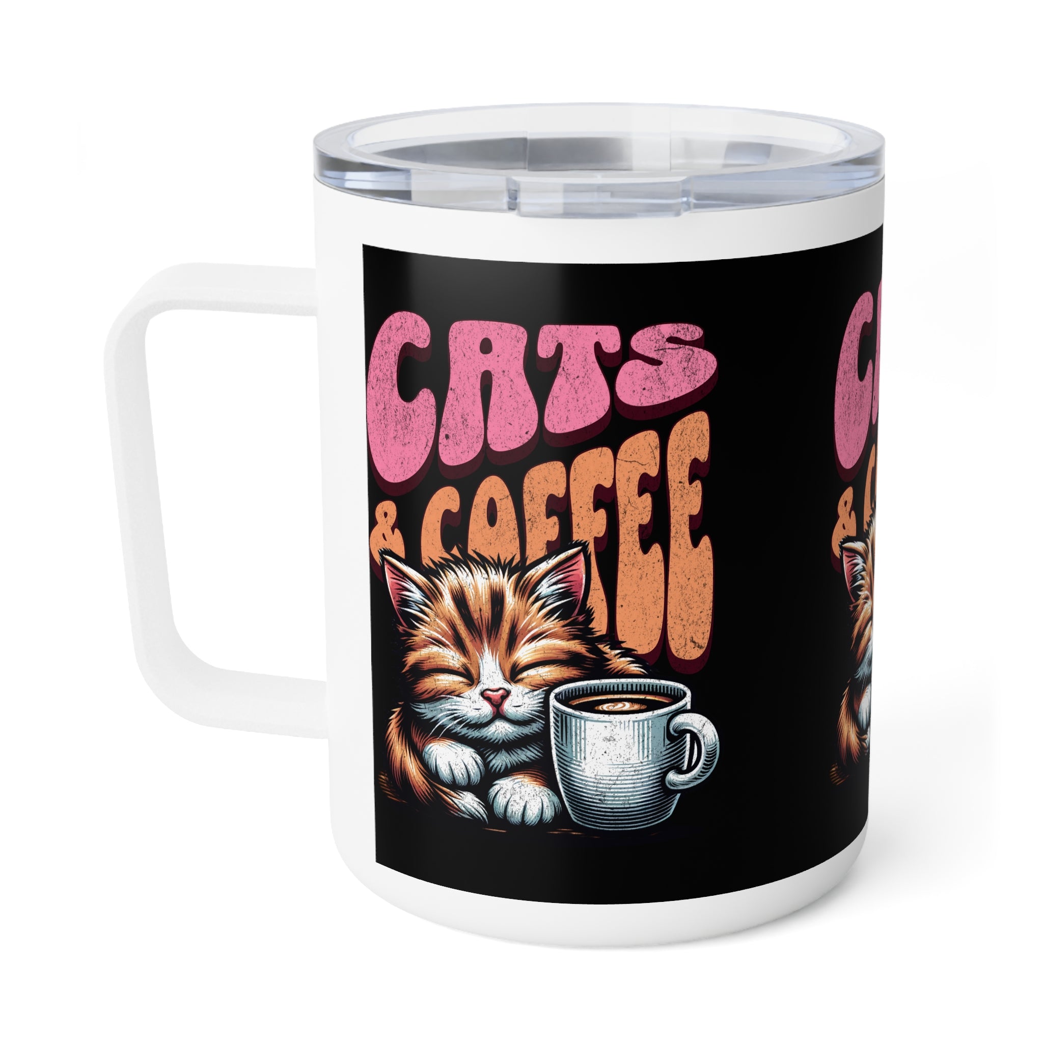 Cat & Coffee Mug - Drinkware for Coffee Lovers, 10oz Insulated Design