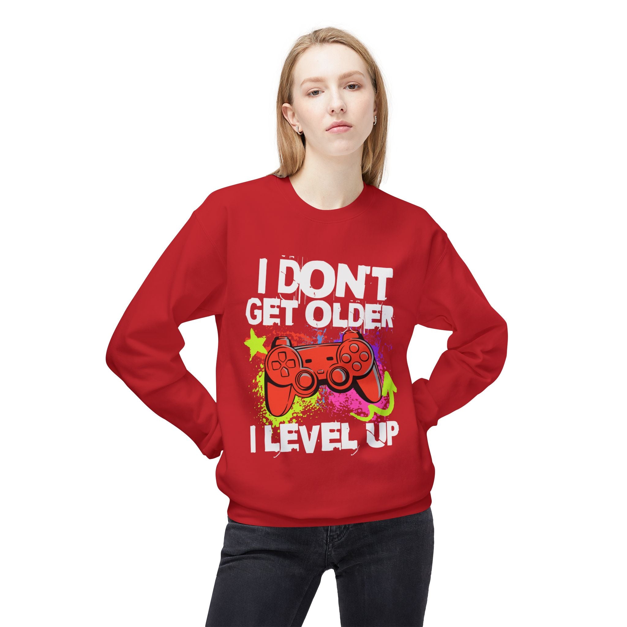 I don't Get Older I Level Up Game Quote Unisex Crewneck, Trendy Outfit