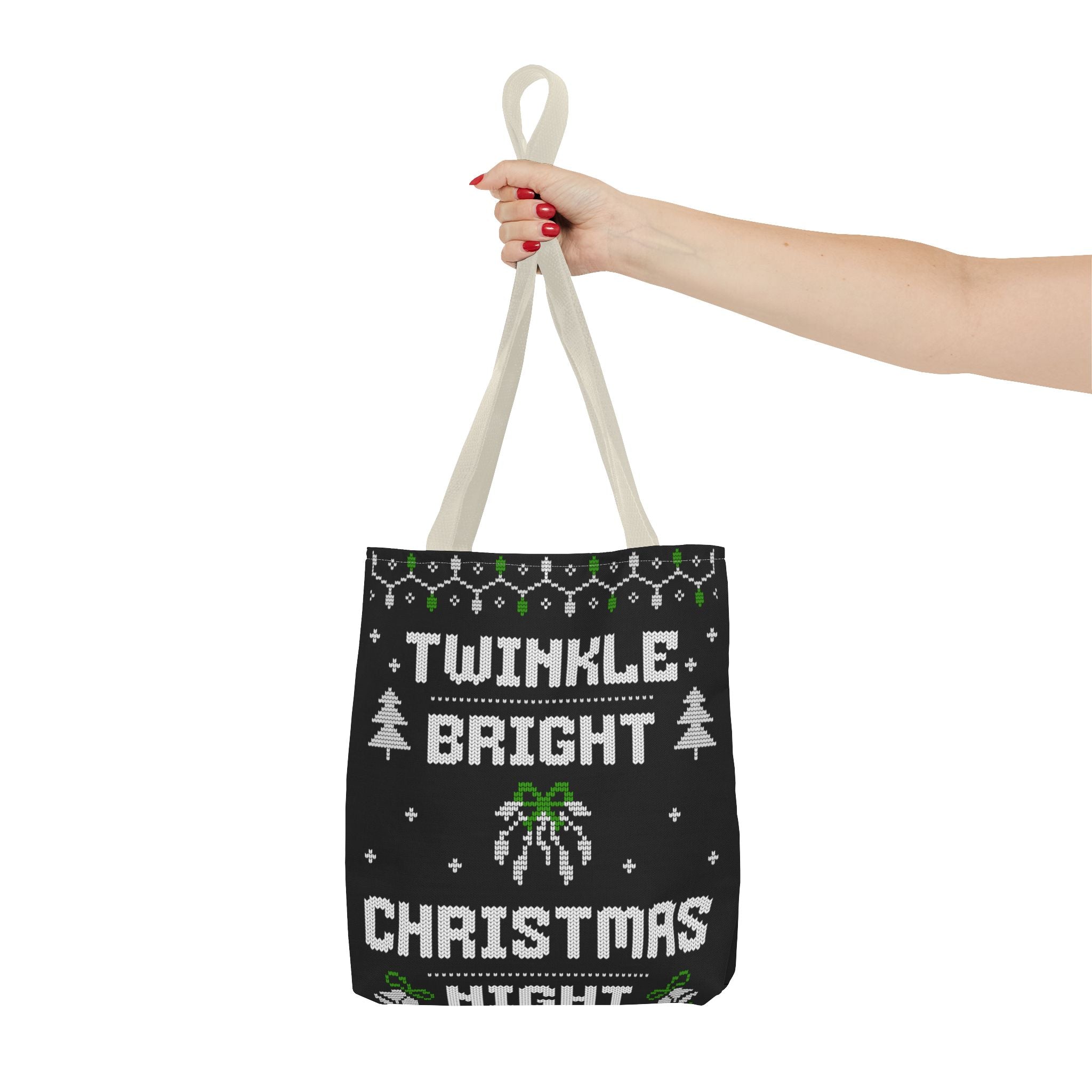Christmas Tote Bag, Holiday Shopping Bag, Festive Gift Bag, Twinkle Bright Designs, Eco-Friendly Christmas Decor