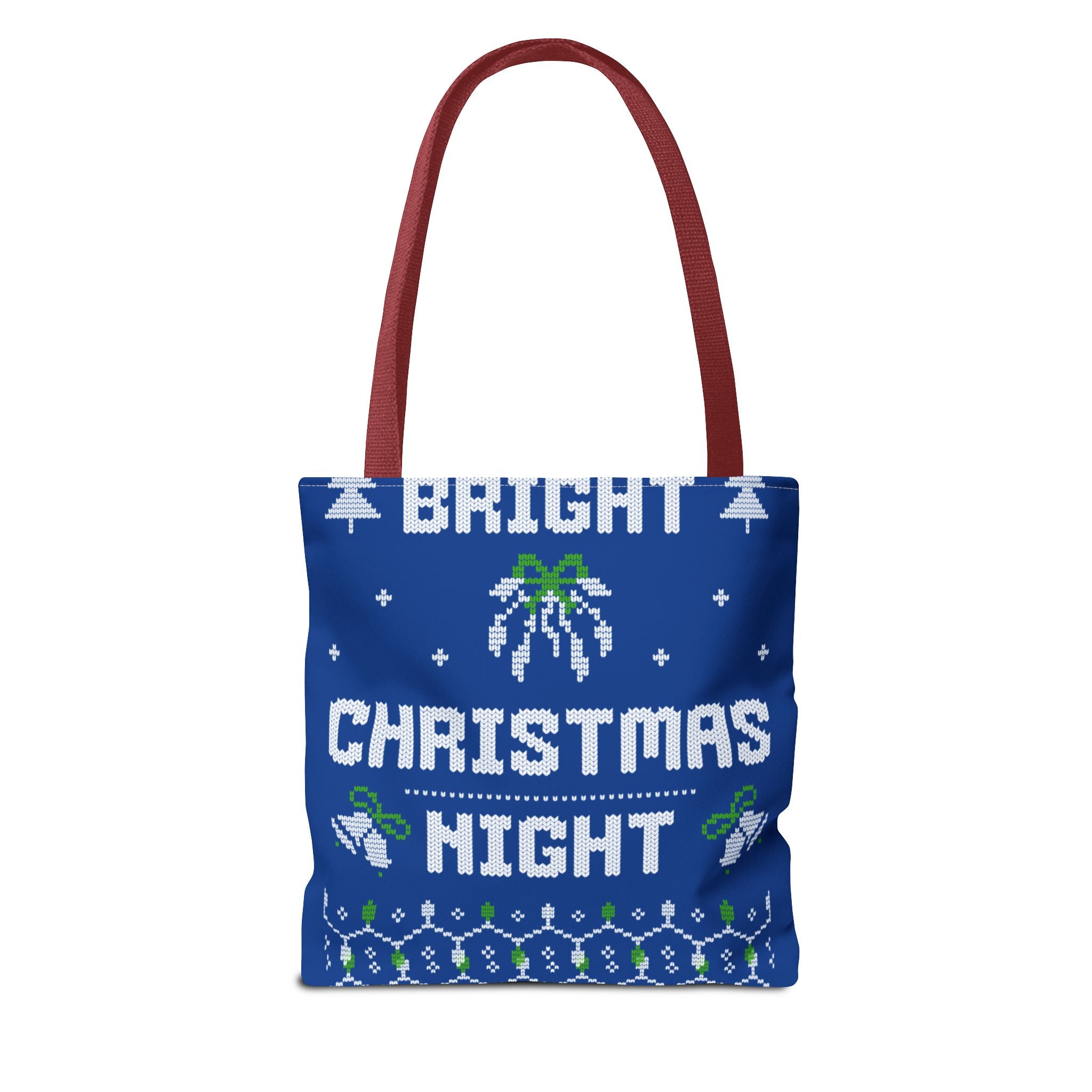 Blue Christmas Tote Bag, Holiday Shopping Bag, Festive Gift Bag, Twinkle Bright Designs, Eco-Friendly Christmas Decor