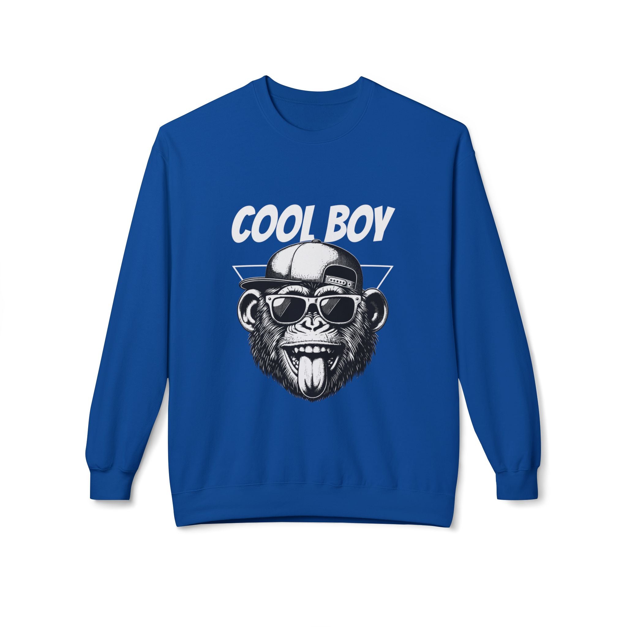 Cool Boy Monkey Sweatshirt, Funny Apparel for Teens, Casual Streetwear, Gift for Birthdays, Unisex Crewneck, Trendy Outfit