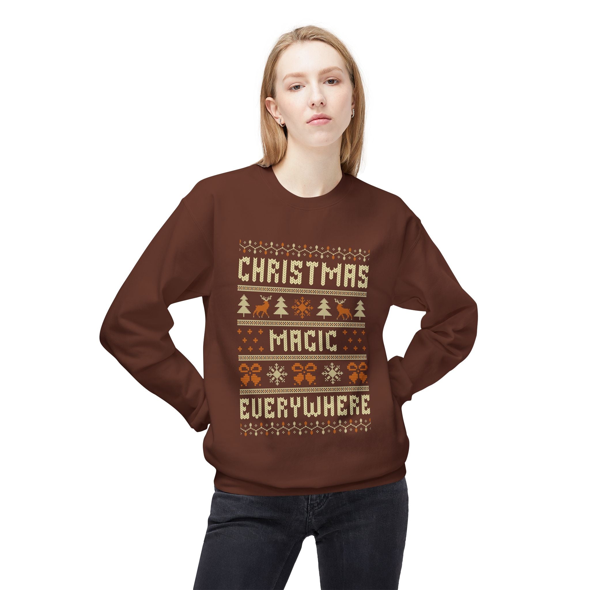Christmas Magic Unisex Sweatshirt, Casual Streetwear, Gift for Birthdays, Unisex Crewneck, Trendy Outfit