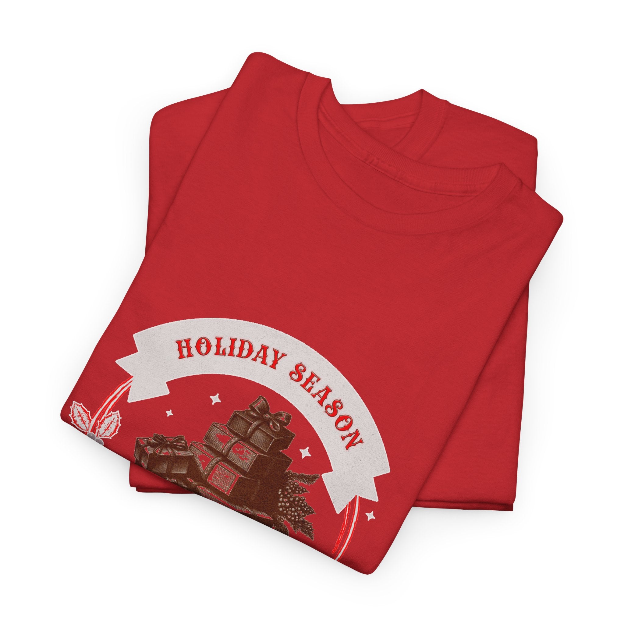 Merry Xmas Holiday Season T-Shirt — Vintage Christmas Gift Stack Graphic Tee