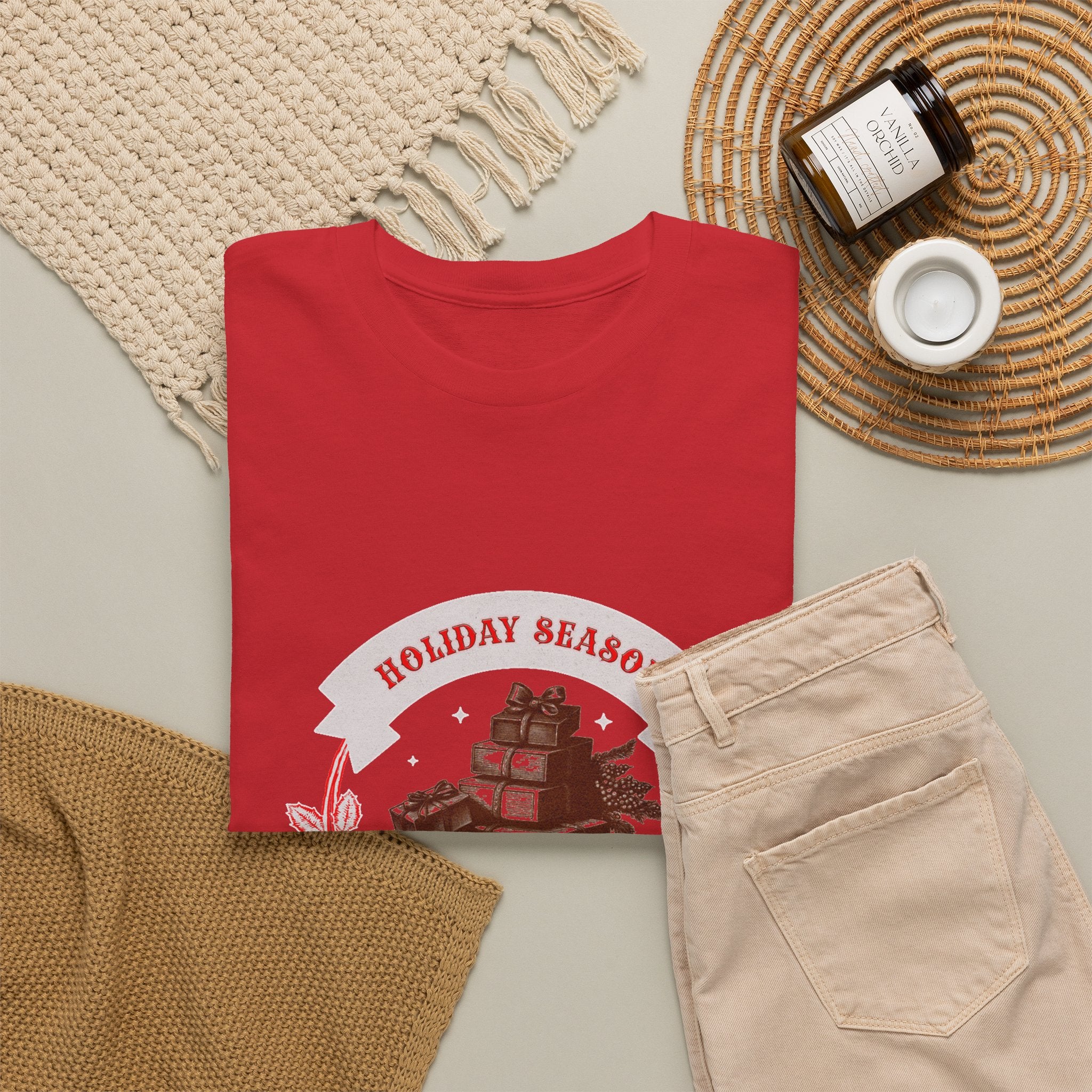 Merry Xmas Holiday Season T-Shirt — Vintage Christmas Gift Stack Graphic Tee