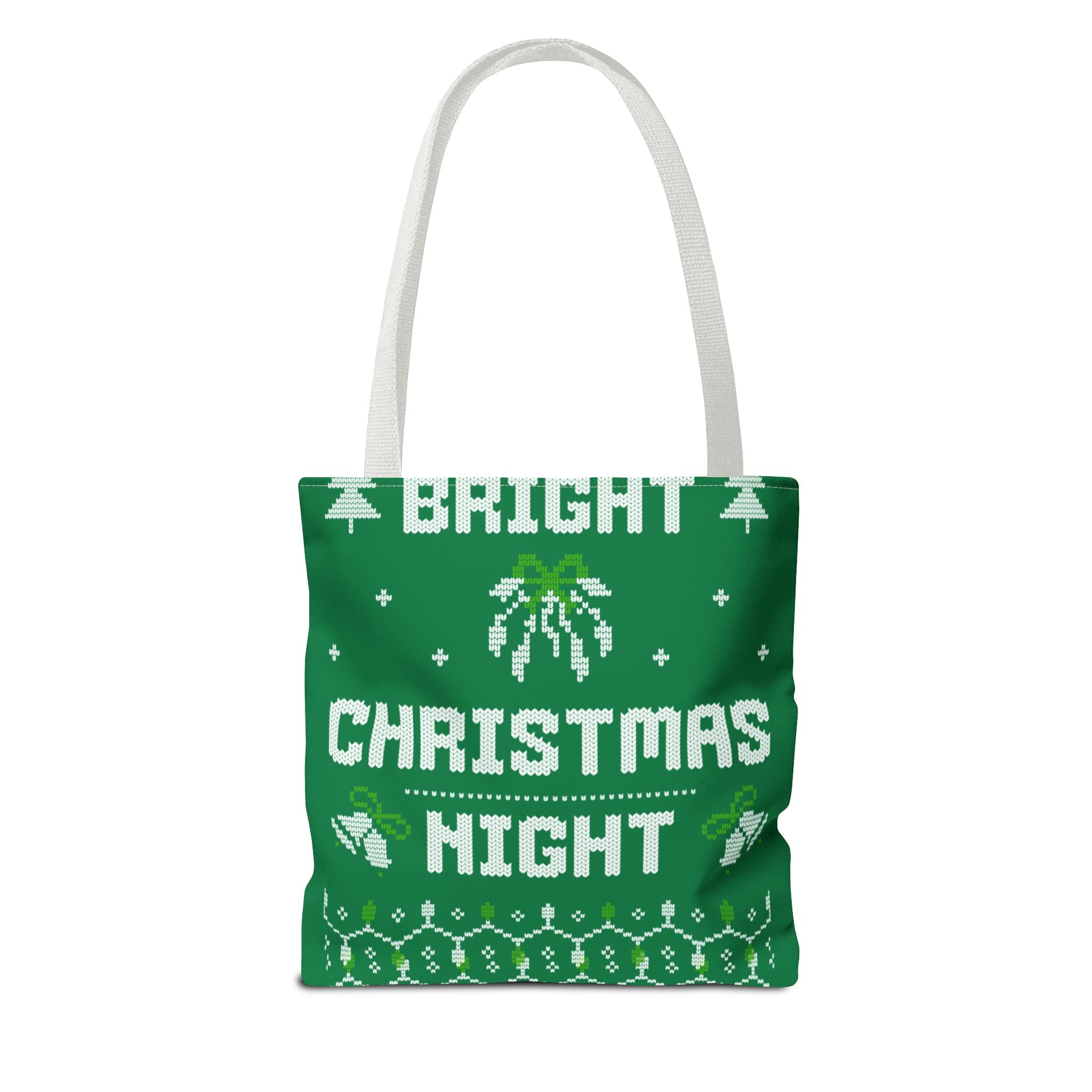 Green Christmas Tote Bag, Holiday Shopping Bag, Festive Gift Bag, Twinkle Bright Designs, Eco-Friendly Christmas Decor
