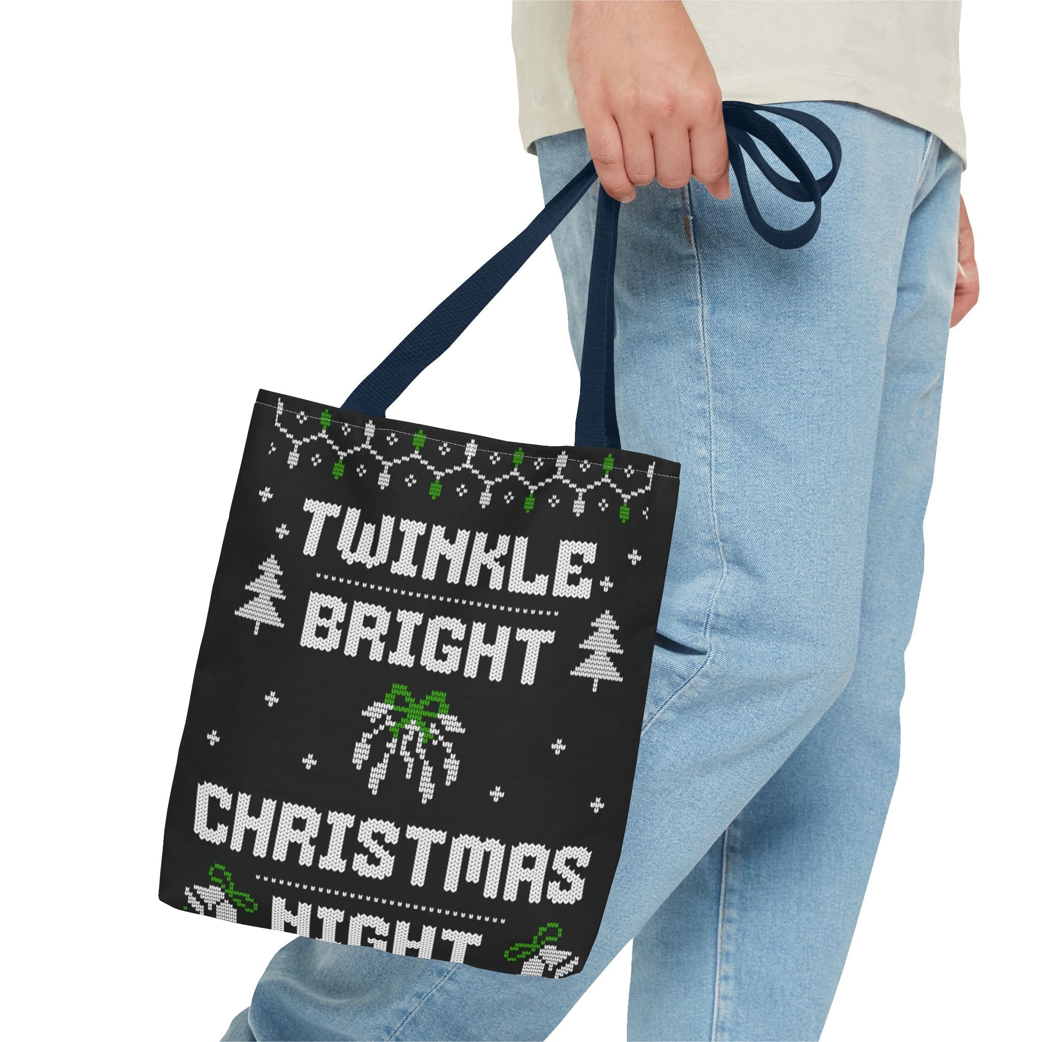 Christmas Tote Bag, Holiday Shopping Bag, Festive Gift Bag, Twinkle Bright Designs, Eco-Friendly Christmas Decor