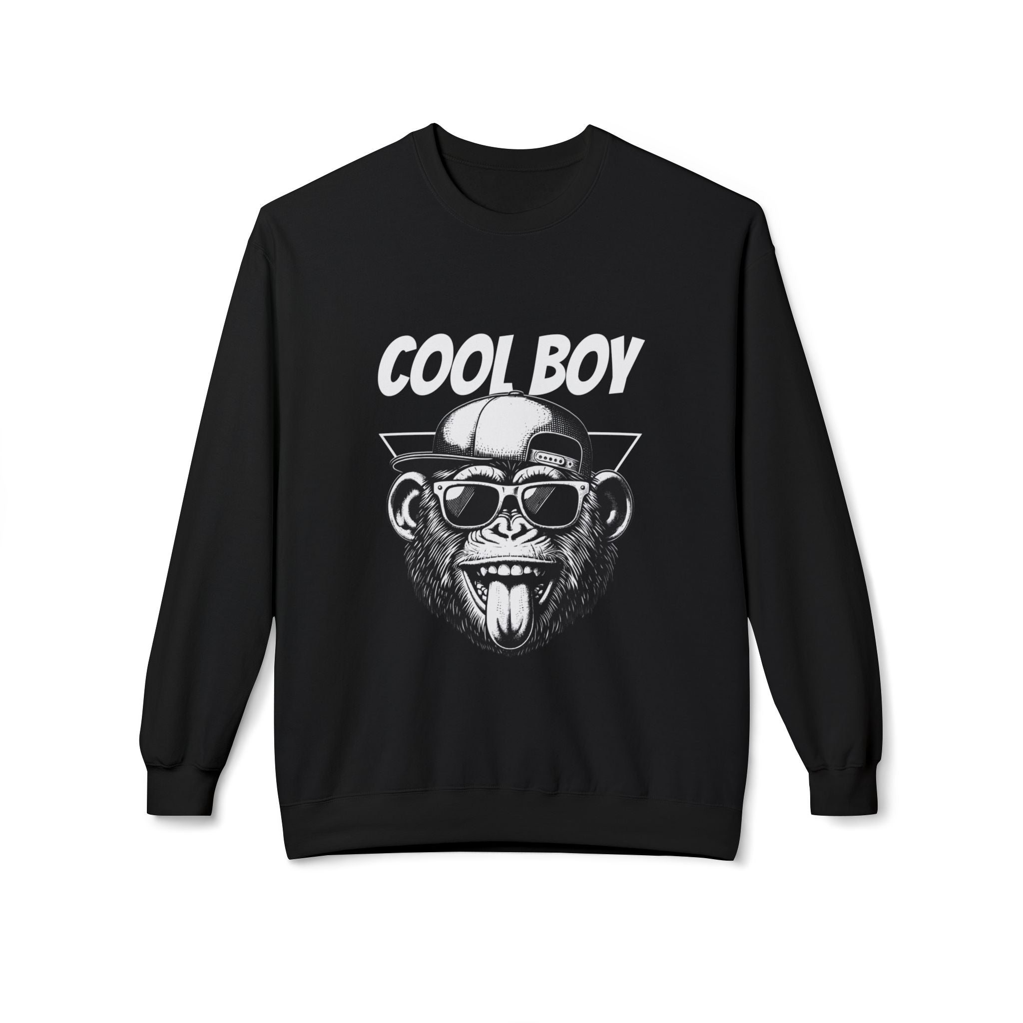 Cool Boy Monkey Sweatshirt, Funny Apparel for Teens, Casual Streetwear, Gift for Birthdays, Unisex Crewneck, Trendy Outfit