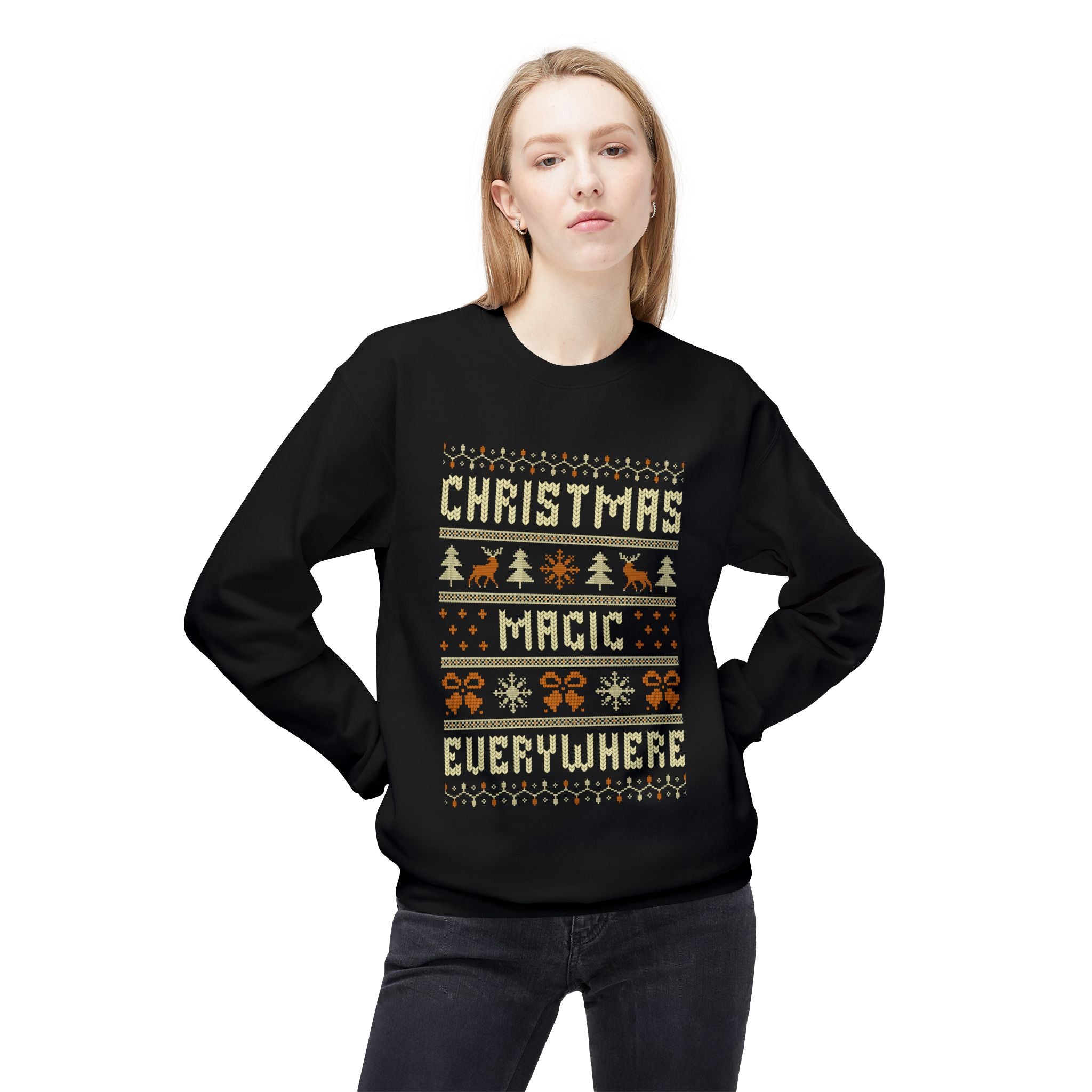 Christmas Magic Unisex Sweatshirt, Casual Streetwear, Gift for Birthdays, Unisex Crewneck, Trendy Outfit