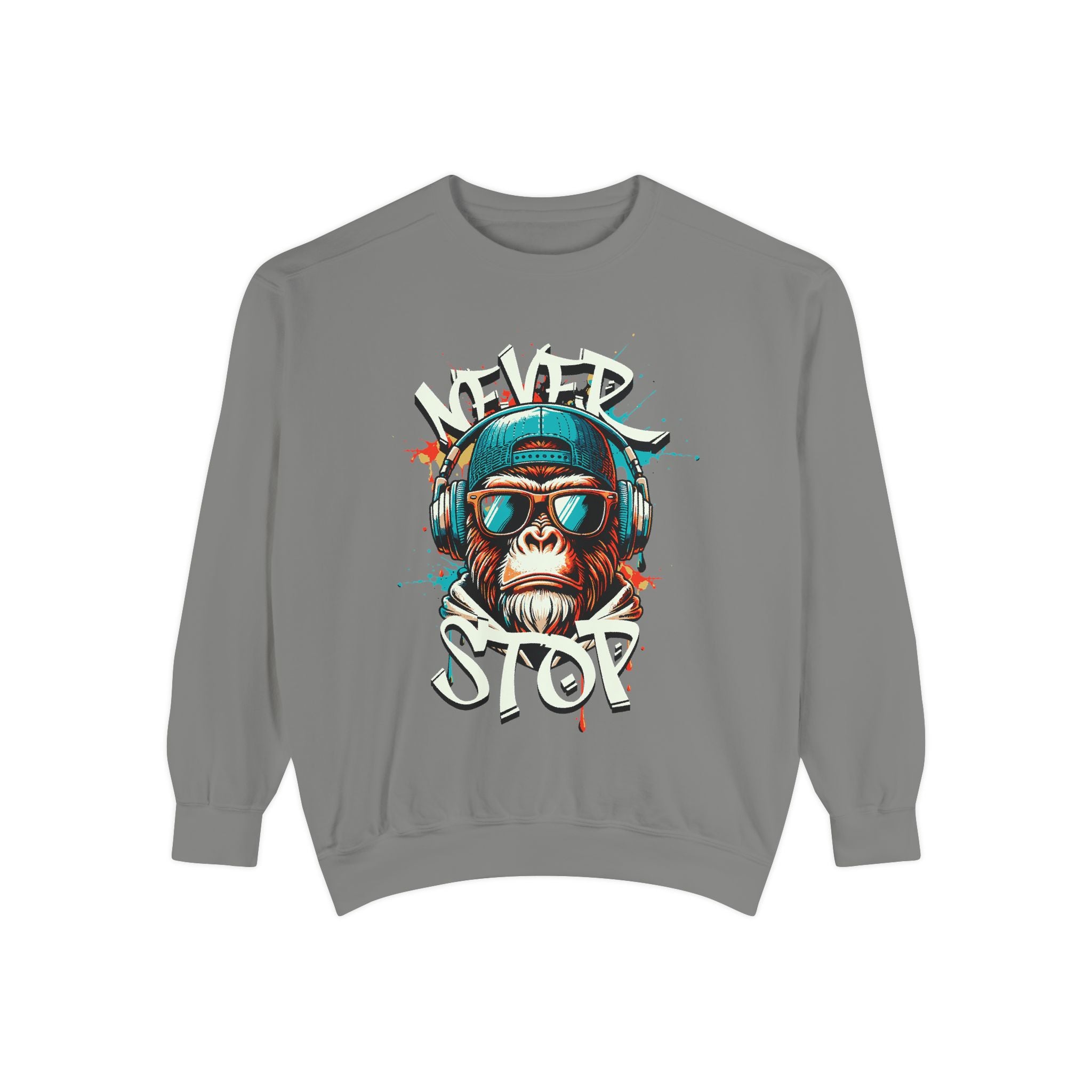 Cool Monkey Graphic Unisex Sweatshirt - Relaxed Fit, Perfect for Casual Outings, Gifts, Music Lovers, Hipster Vibe, Everyday Wear