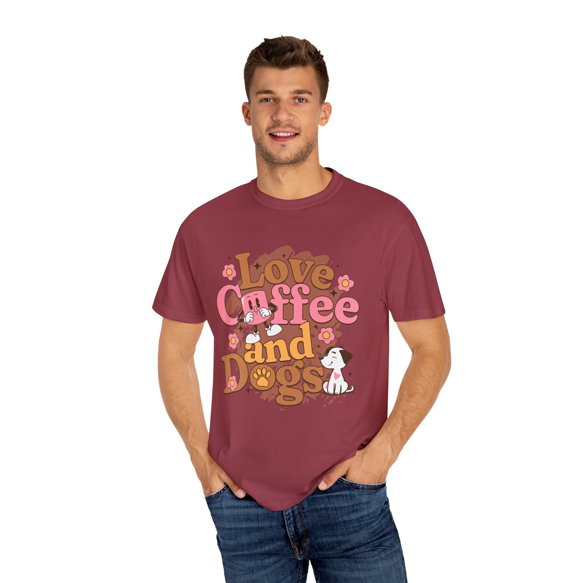 Coffee And Dog Lover's Unisex Sonhco T-shirt - Time For Coffee Keep Chilling and Relaxing
