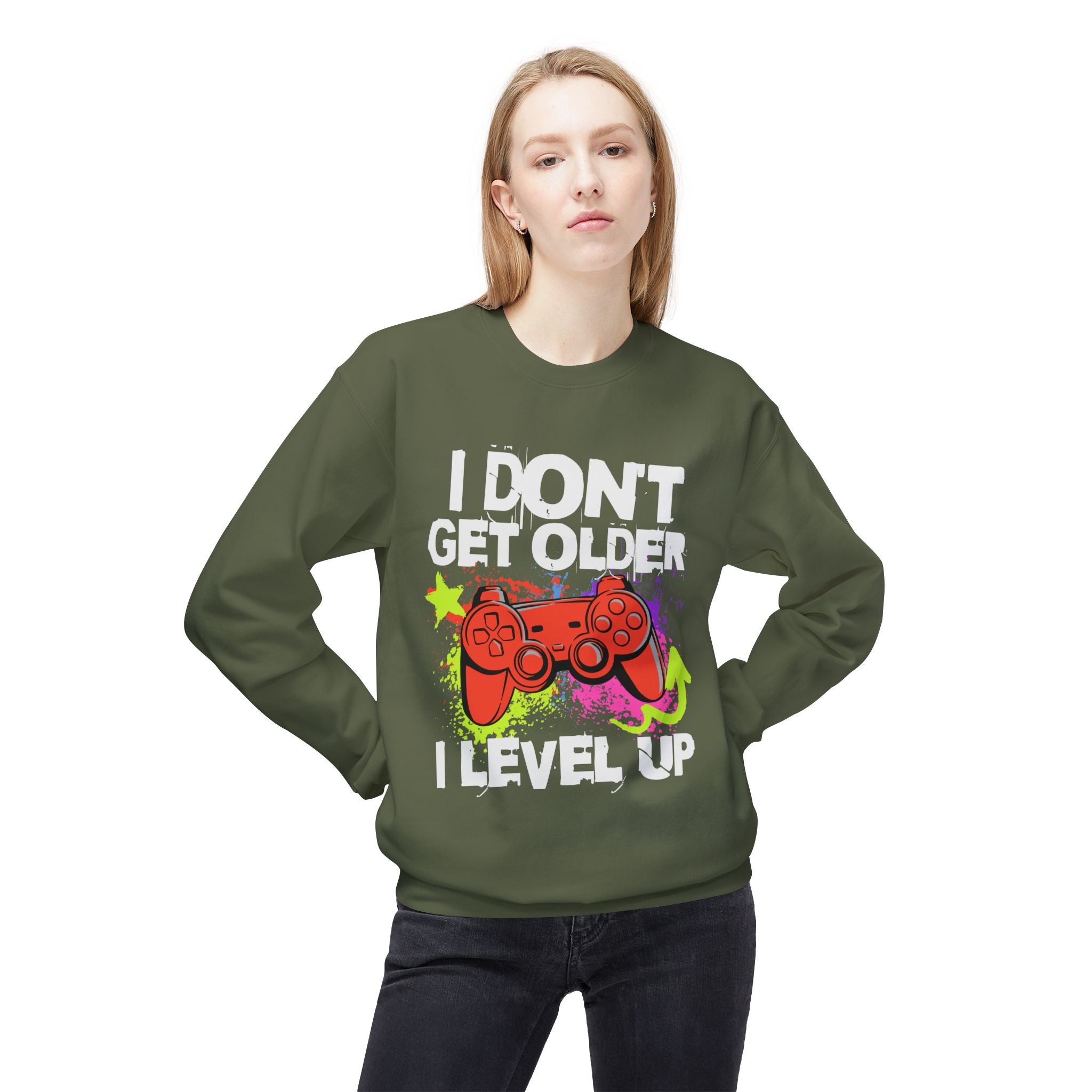 I don't Get Older I Level Up Game Quote Unisex Crewneck, Trendy Outfit