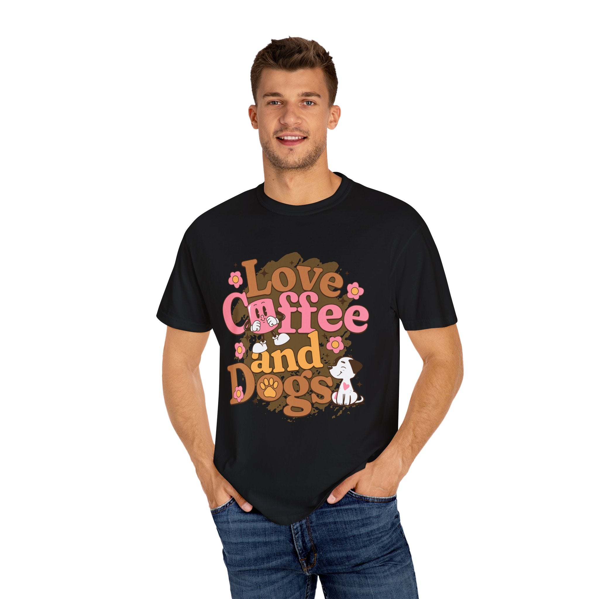 Coffee And Dog Lover's Unisex Sonhco T-shirt - Time For Coffee Keep Chilling and Relaxing