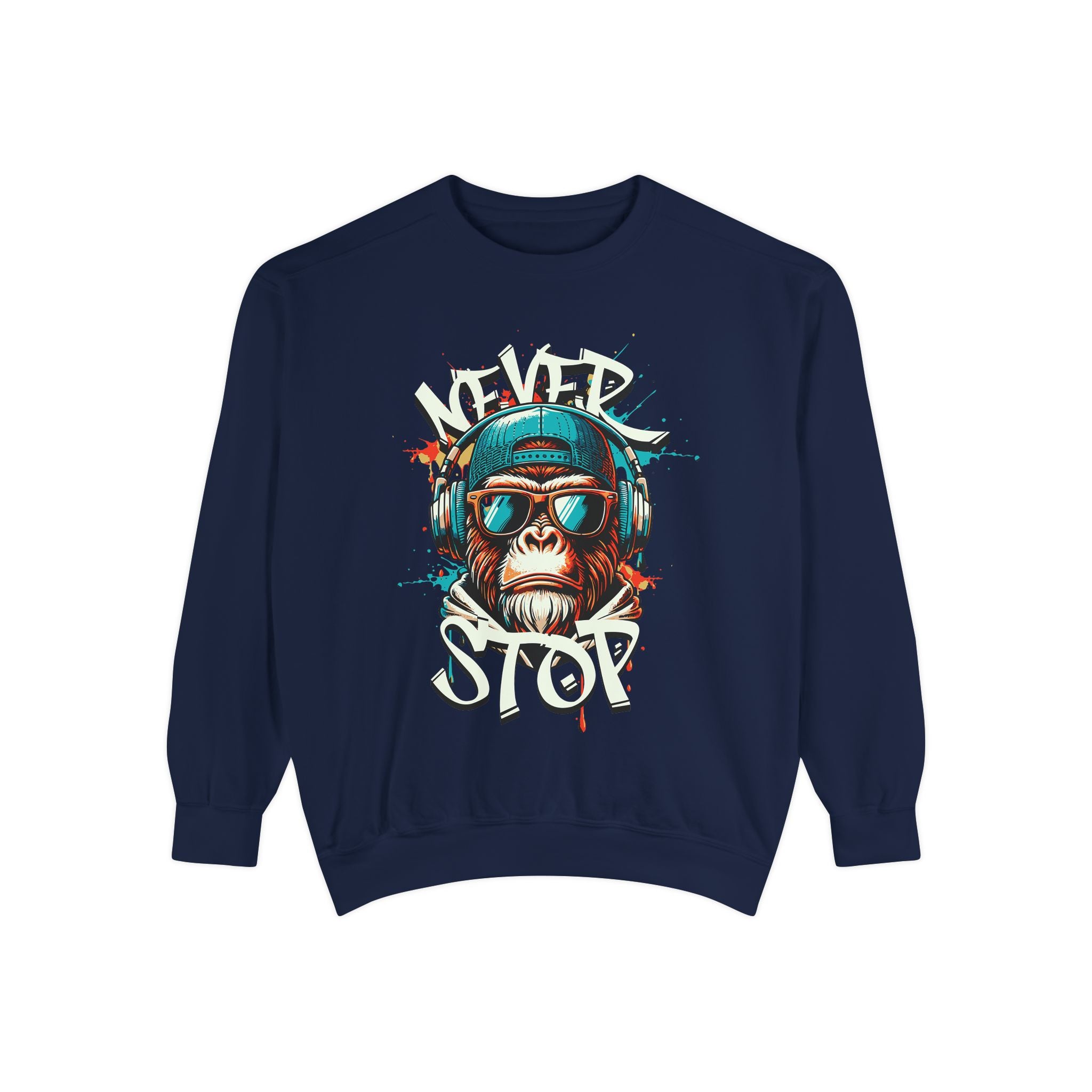 Cool Monkey Graphic Unisex Sweatshirt - Relaxed Fit, Perfect for Casual Outings, Gifts, Music Lovers, Hipster Vibe, Everyday Wear