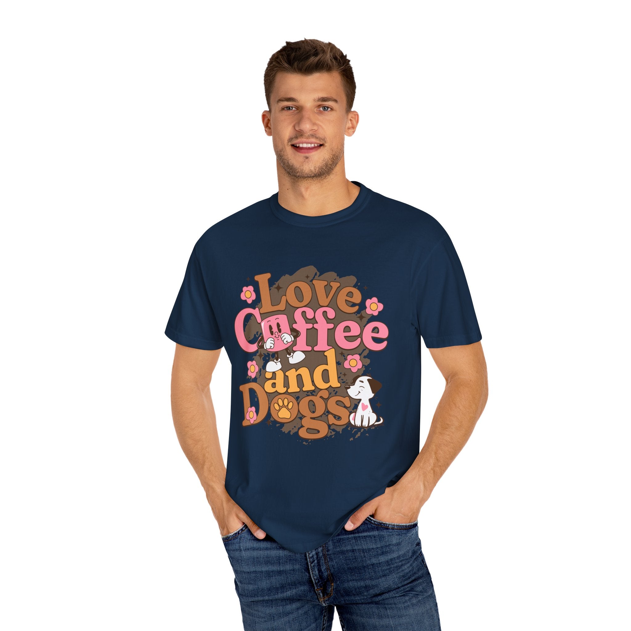 Coffee And Dog Lover's Unisex Sonhco T-shirt - Time For Coffee Keep Chilling and Relaxing