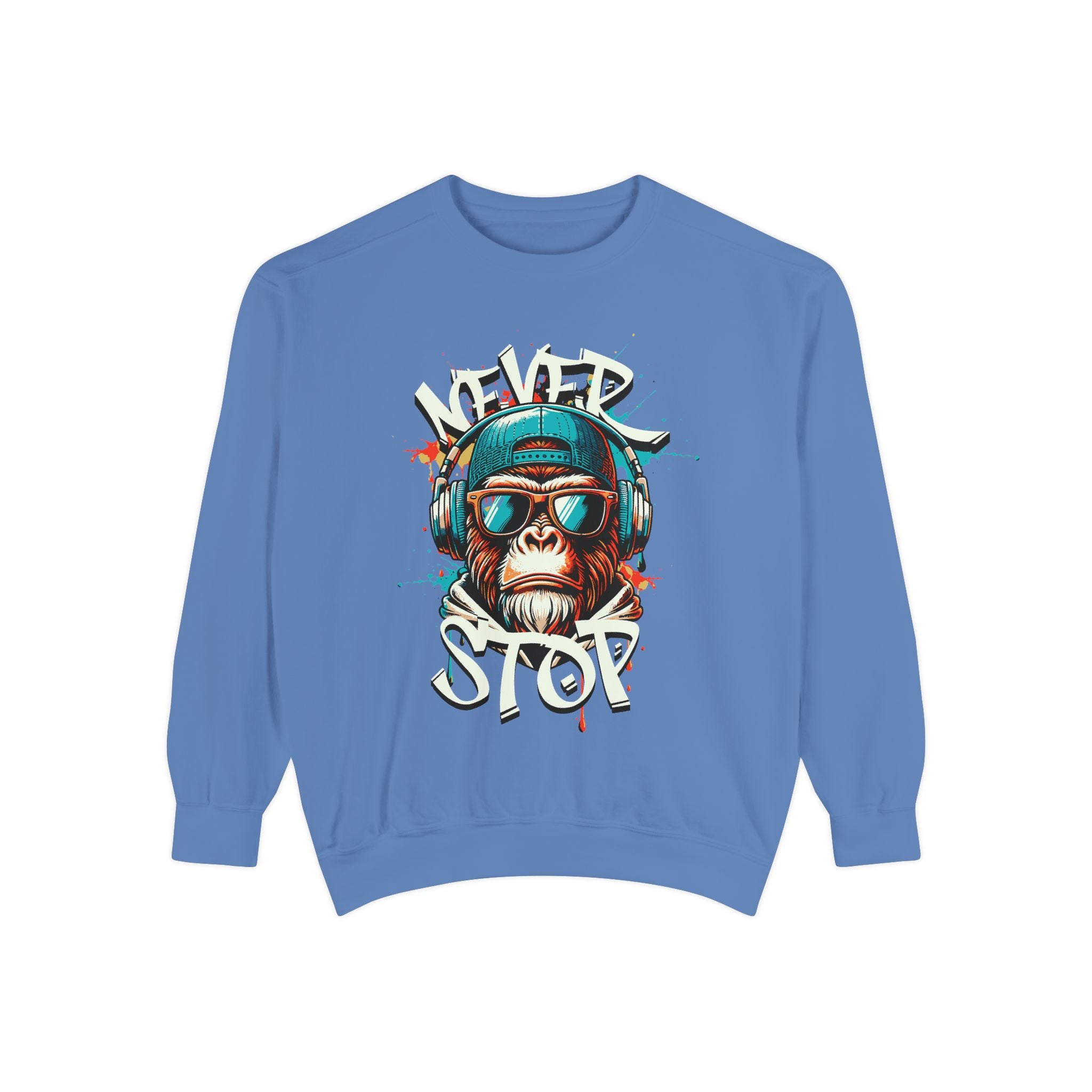 Cool Monkey Graphic Unisex Sweatshirt - Relaxed Fit, Perfect for Casual Outings, Gifts, Music Lovers, Hipster Vibe, Everyday Wear