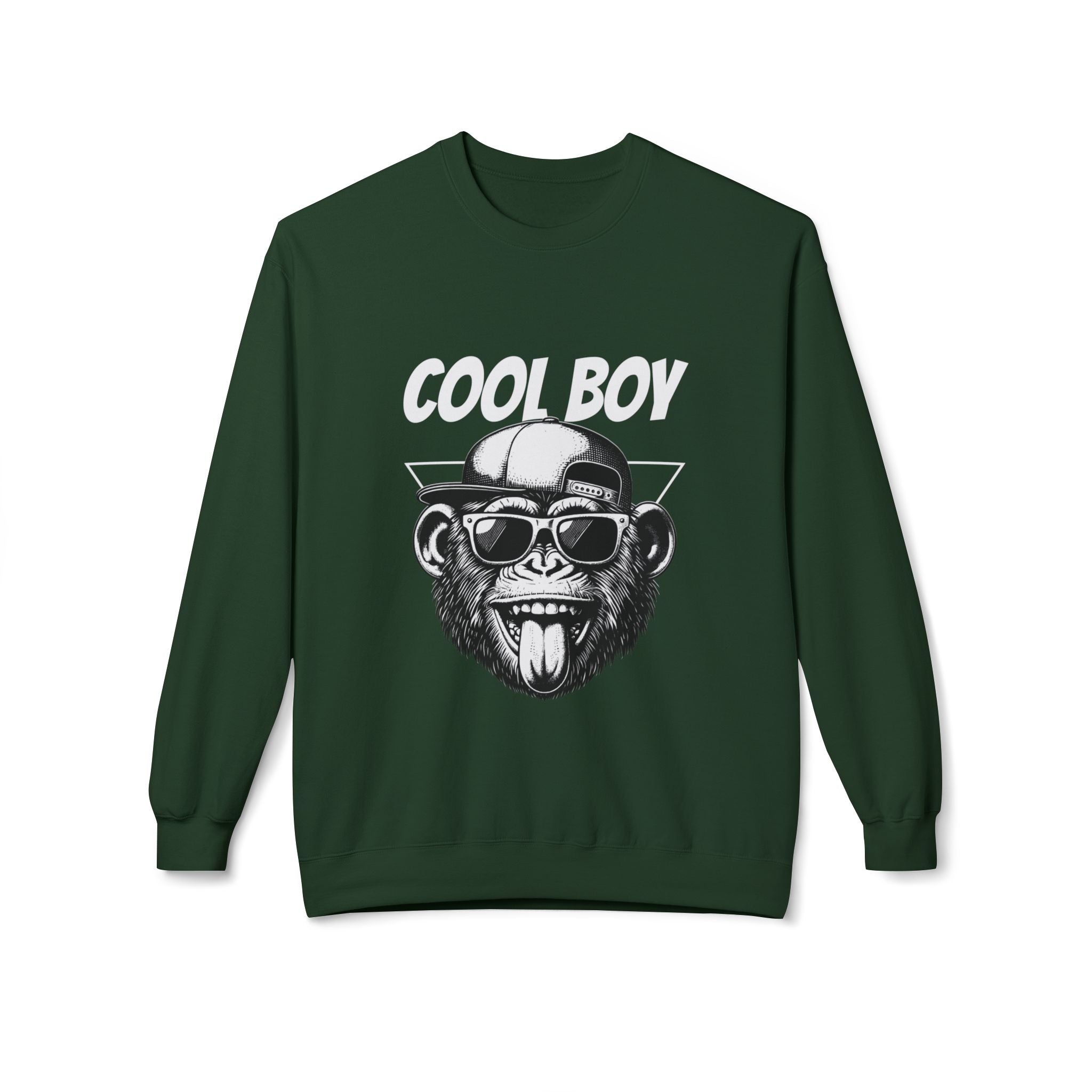 Cool Boy Monkey Sweatshirt, Funny Apparel for Teens, Casual Streetwear, Gift for Birthdays, Unisex Crewneck, Trendy Outfit