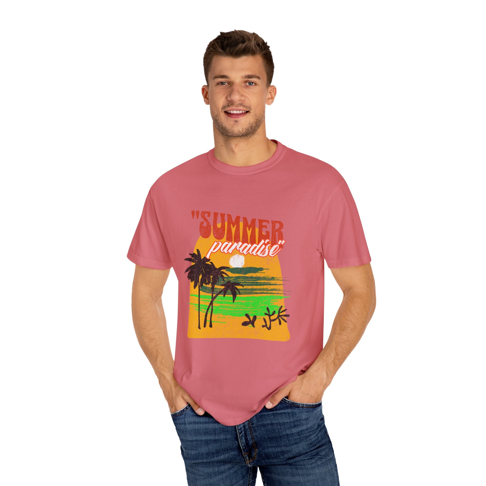 Tropical Summer Paradise Unisex Garment-Dyed T-Shirt