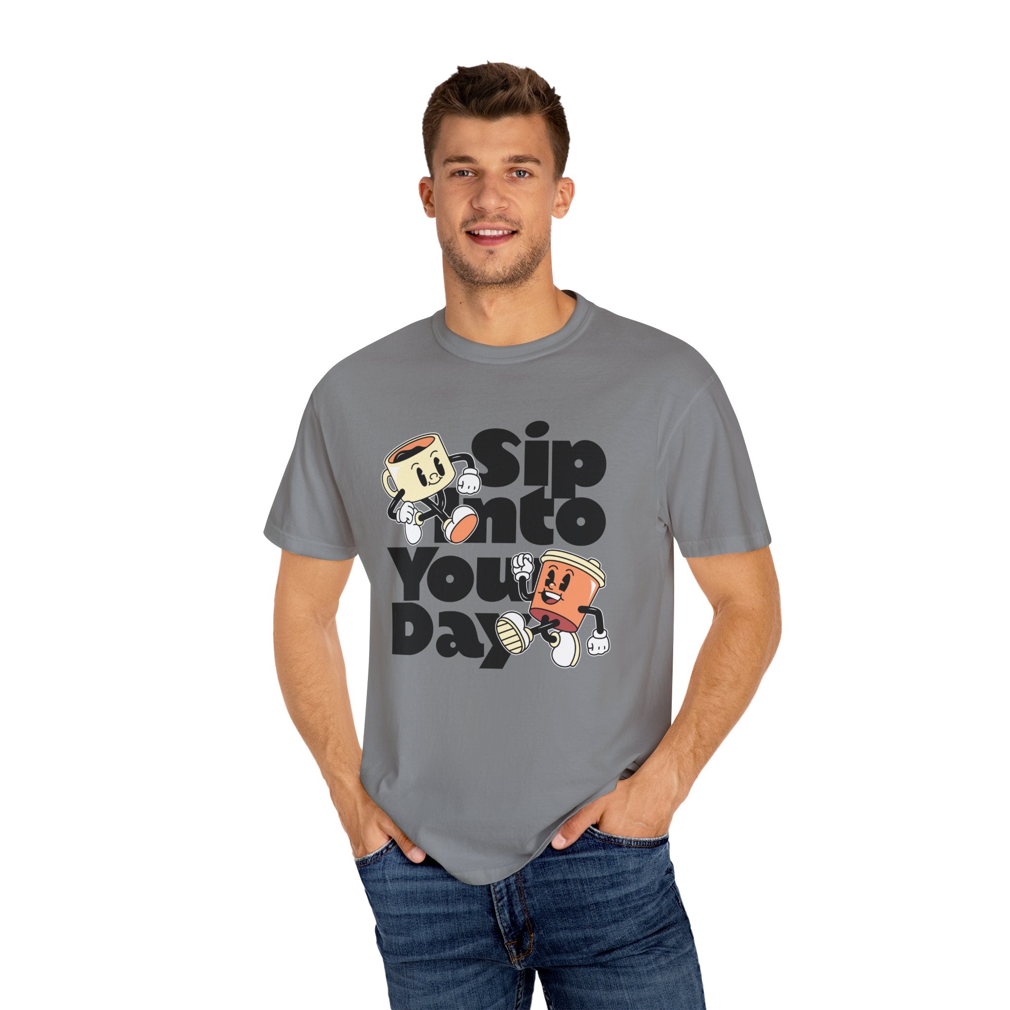 Dyed T-Shirt - Sip Into Your Day Design