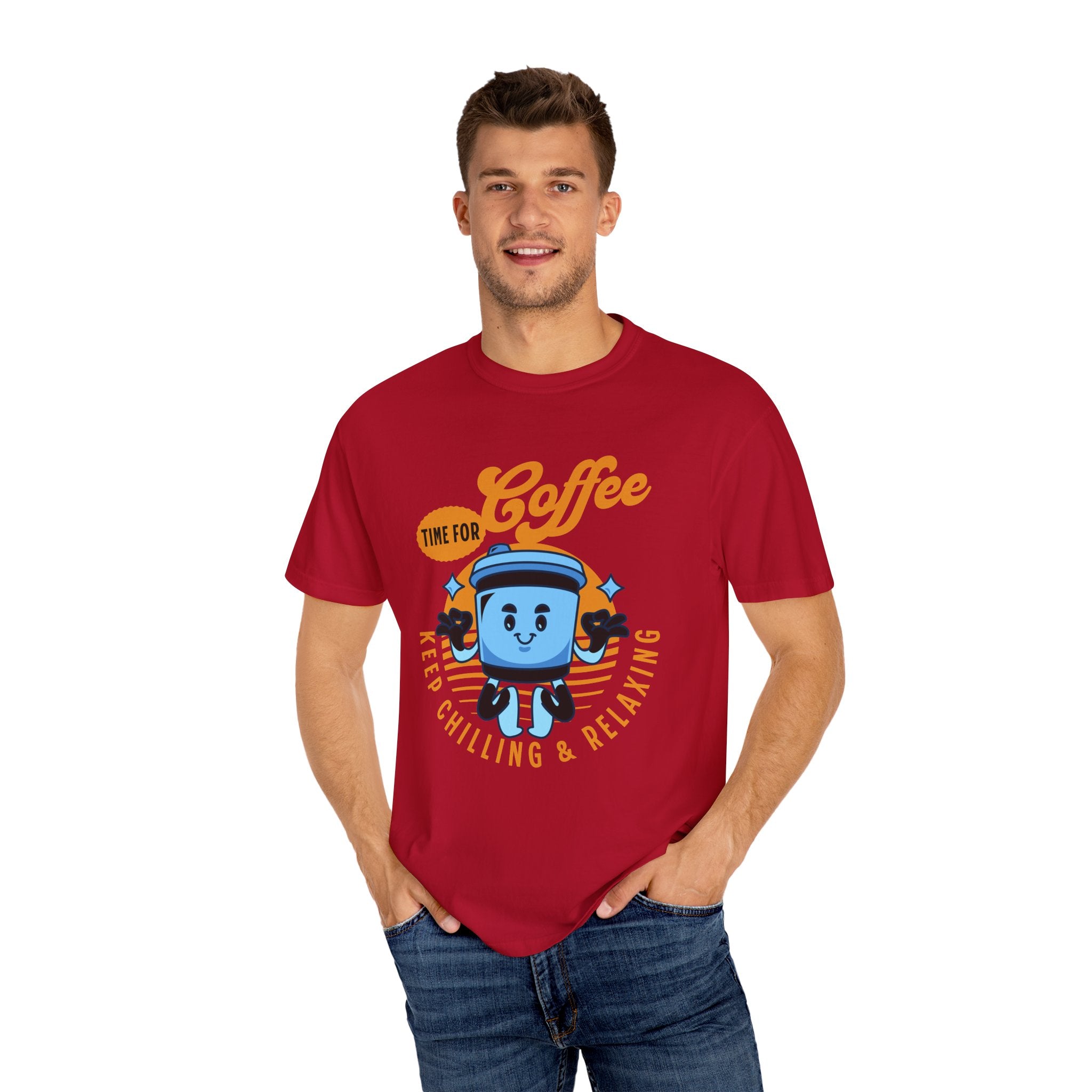 Coffee Lover's Unisex Sonhco T-shirt - Time For Coffee Keep Chilling and Relaxing