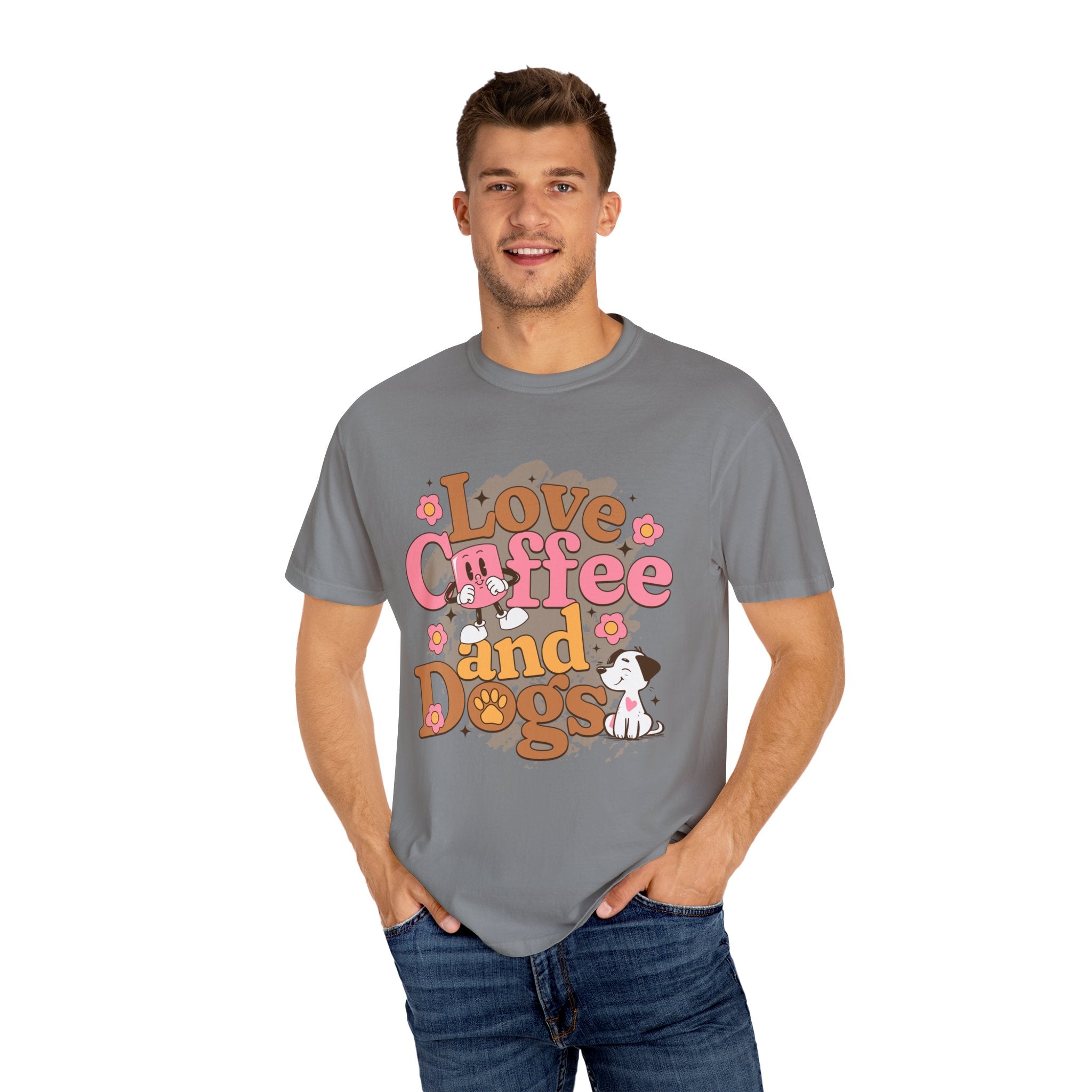 Coffee And Dog Lover's Unisex Sonhco T-shirt - Time For Coffee Keep Chilling and Relaxing