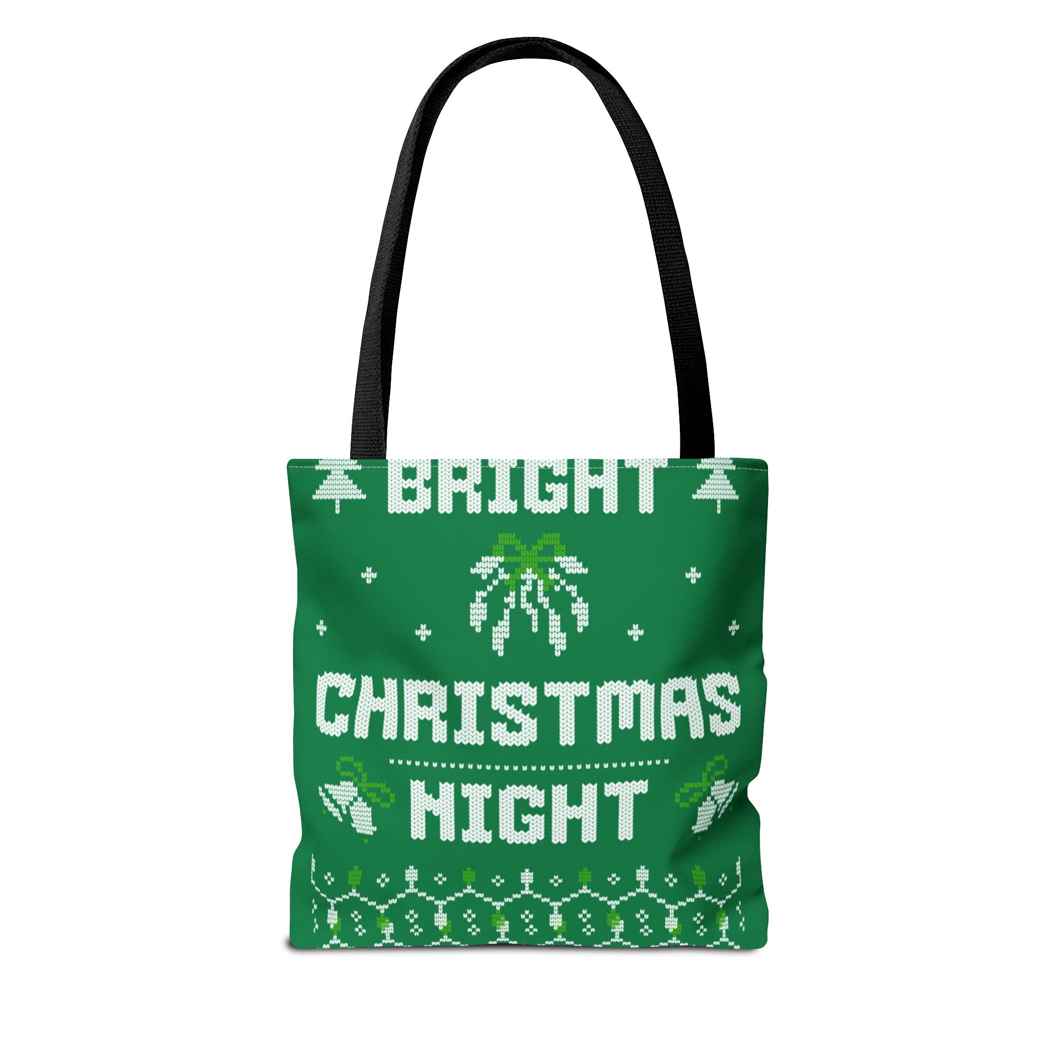 Green Christmas Tote Bag, Holiday Shopping Bag, Festive Gift Bag, Twinkle Bright Designs, Eco-Friendly Christmas Decor
