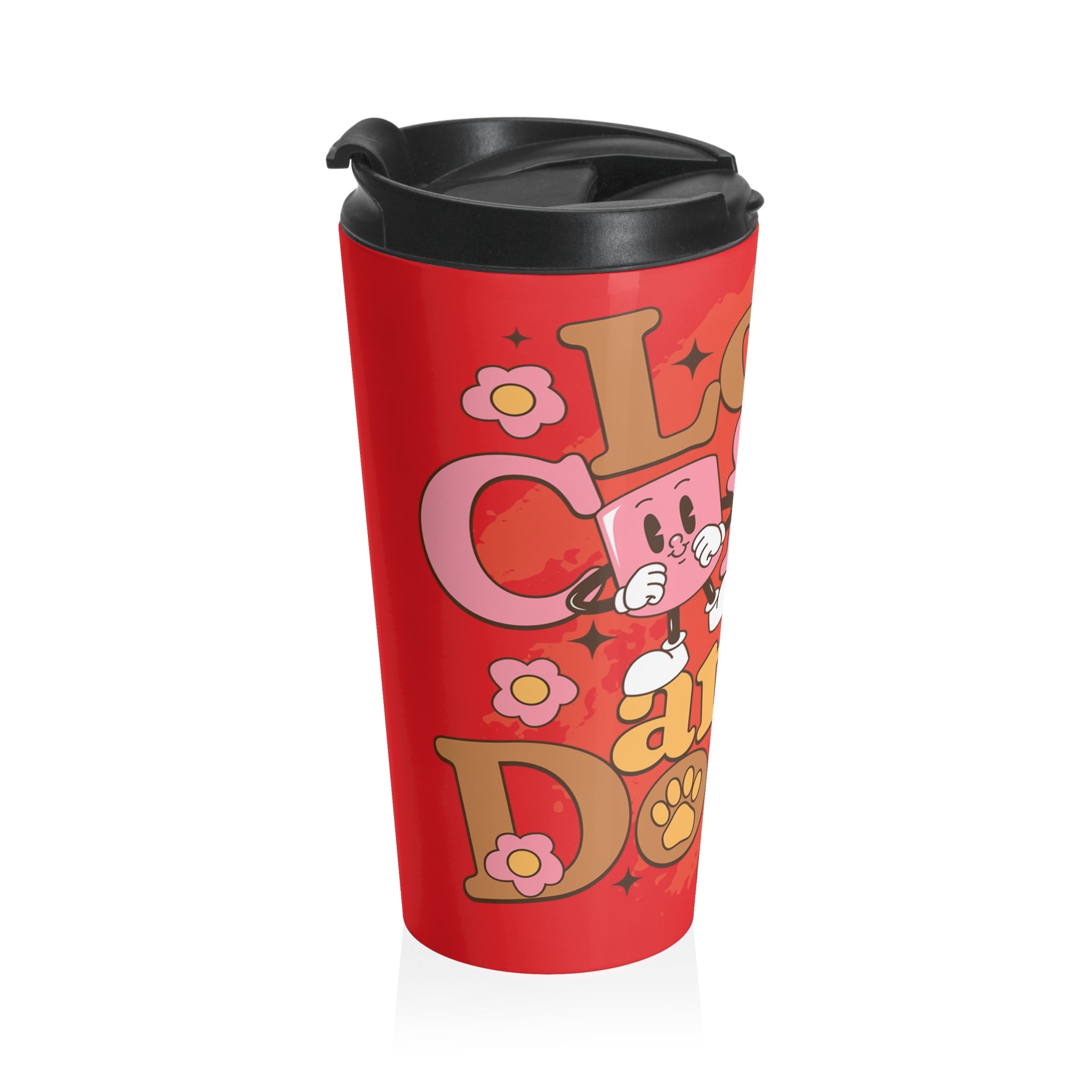 Stainless Steel Travel Mug with 'Love Coffee and Dogs' Design - Perfect Gift for Dog Lovers, Coffee Enthusiasts, and Pet Owners