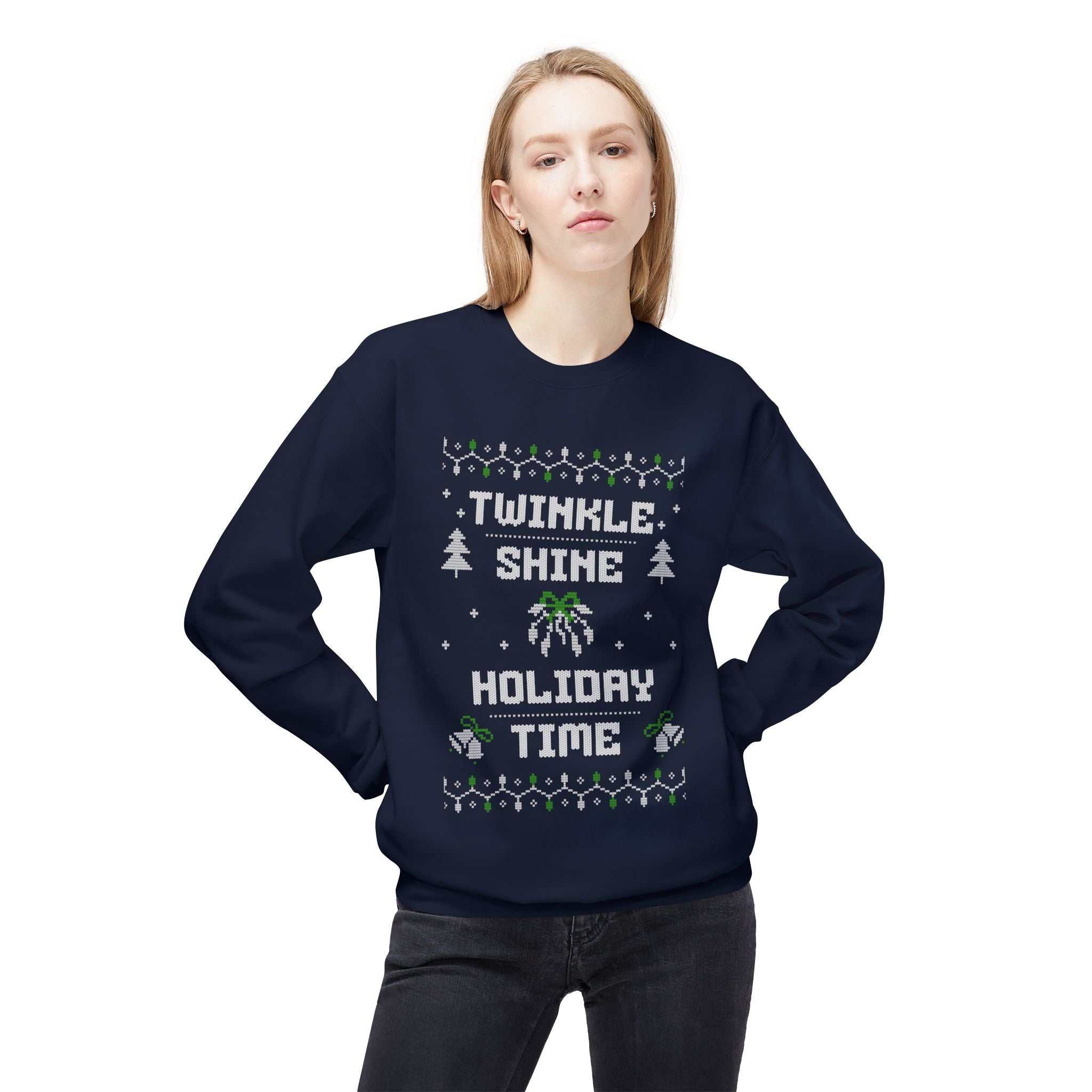 Twinkle Shine Holiday Time Unisex Sweatshirt, Casual Streetwear, Gift for Birthdays, Unisex Crewneck, Trendy Outfit