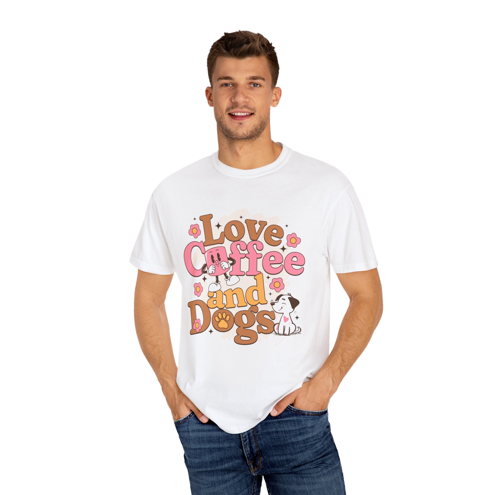 Coffee And Dog Lover's Unisex Sonhco T-shirt - Time For Coffee Keep Chilling and Relaxing
