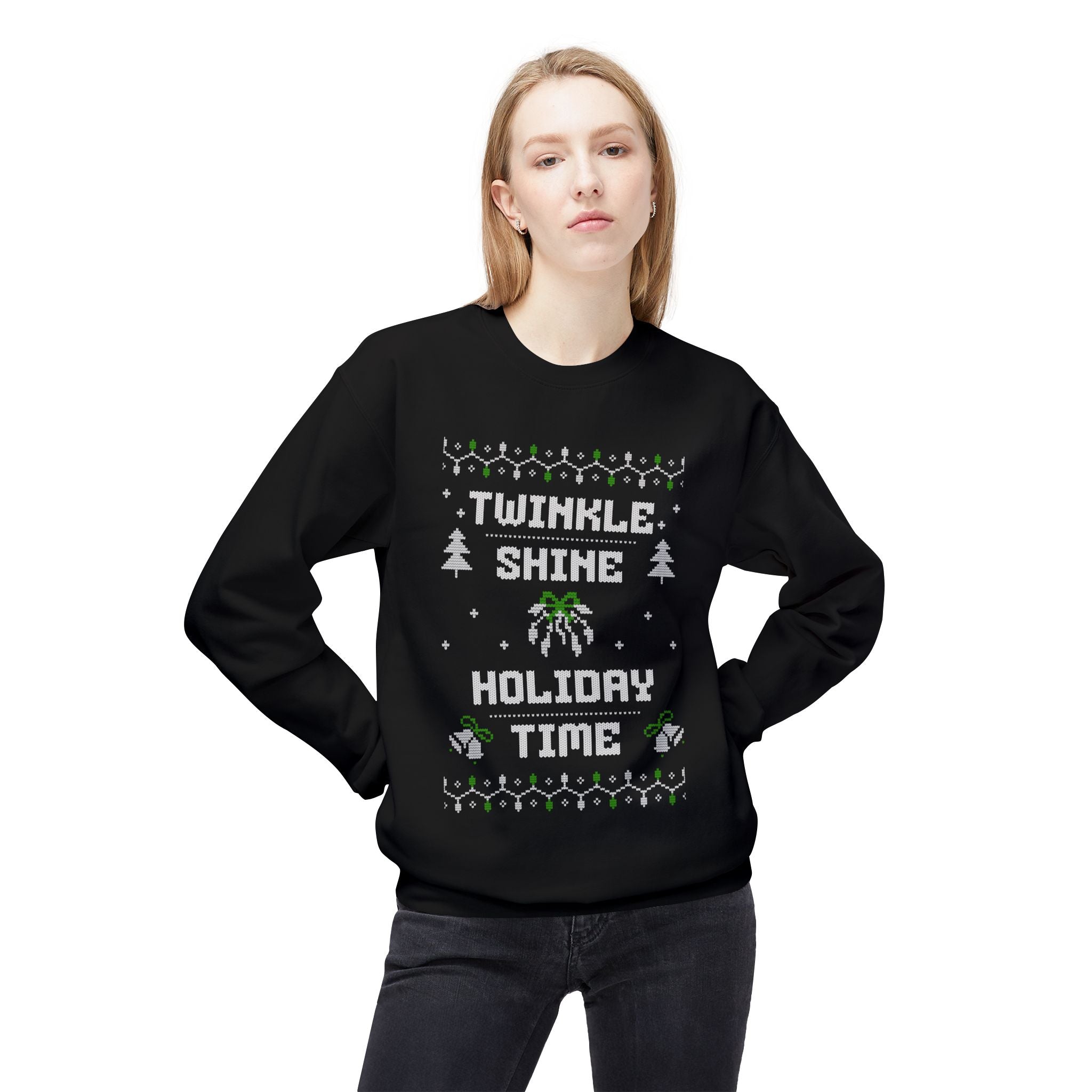 Twinkle Shine Holiday Time Unisex Sweatshirt, Casual Streetwear, Gift for Birthdays, Unisex Crewneck, Trendy Outfit