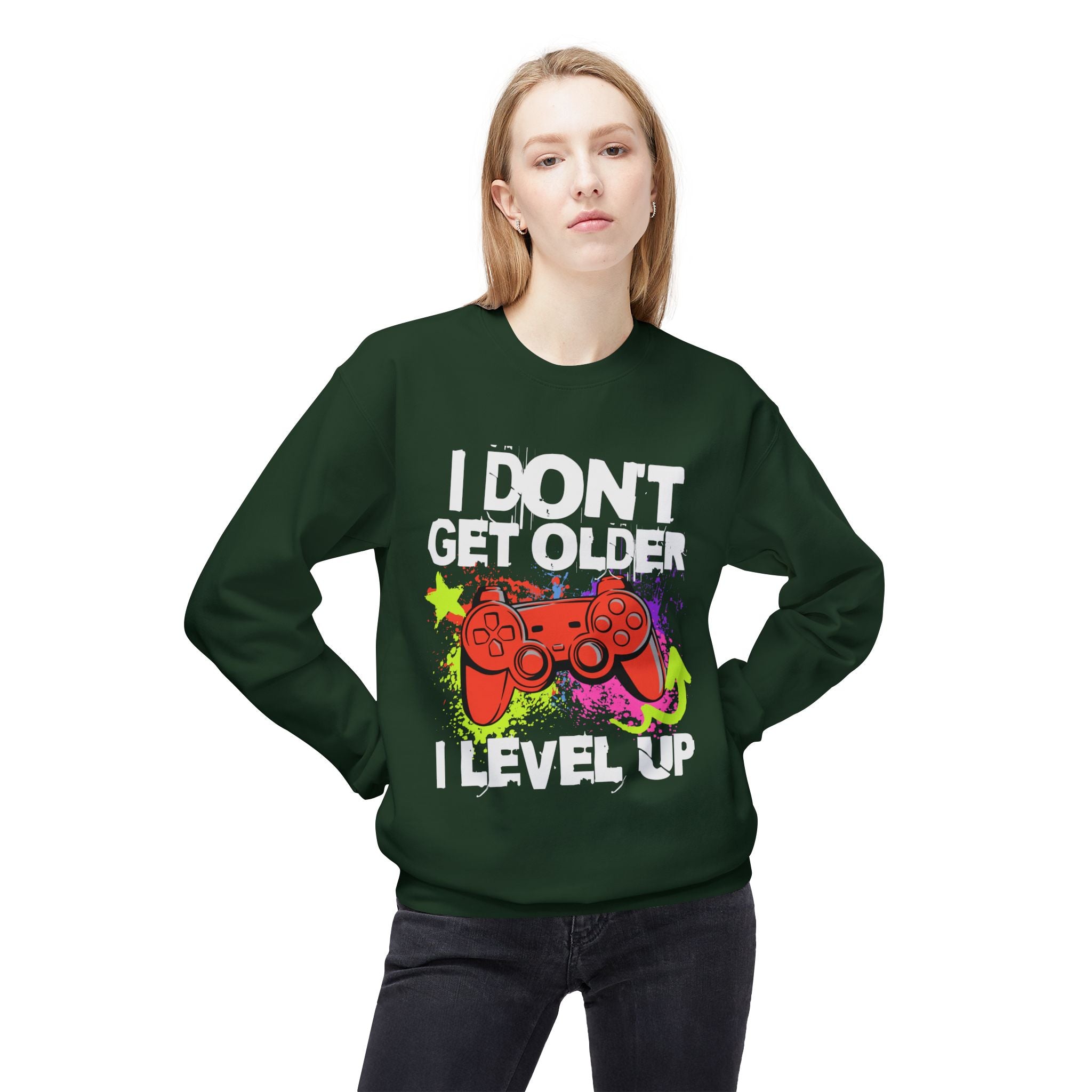 I don't Get Older I Level Up Game Quote Unisex Crewneck, Trendy Outfit