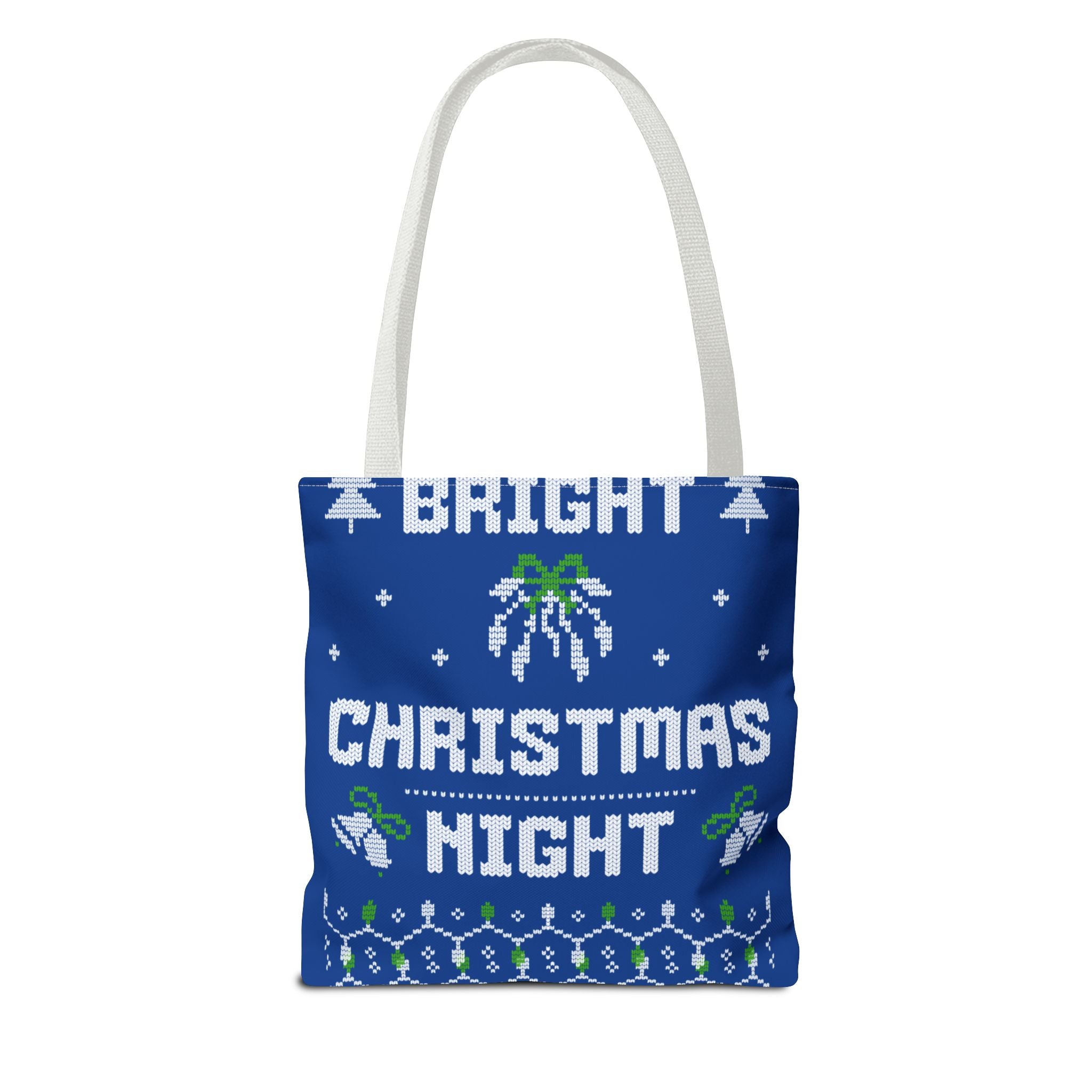 Blue Christmas Tote Bag, Holiday Shopping Bag, Festive Gift Bag, Twinkle Bright Designs, Eco-Friendly Christmas Decor