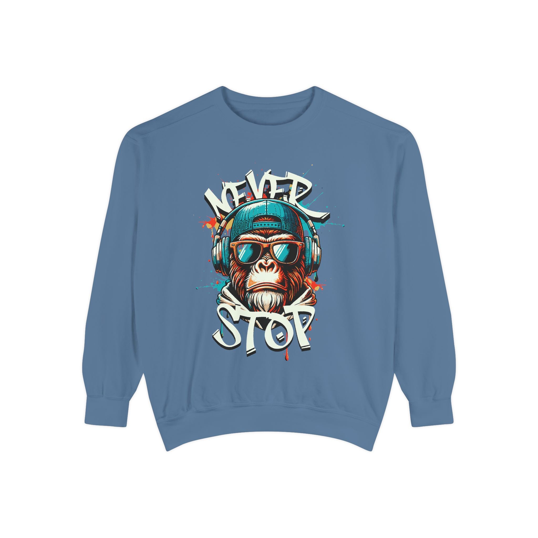 Cool Monkey Graphic Unisex Sweatshirt - Relaxed Fit, Perfect for Casual Outings, Gifts, Music Lovers, Hipster Vibe, Everyday Wear