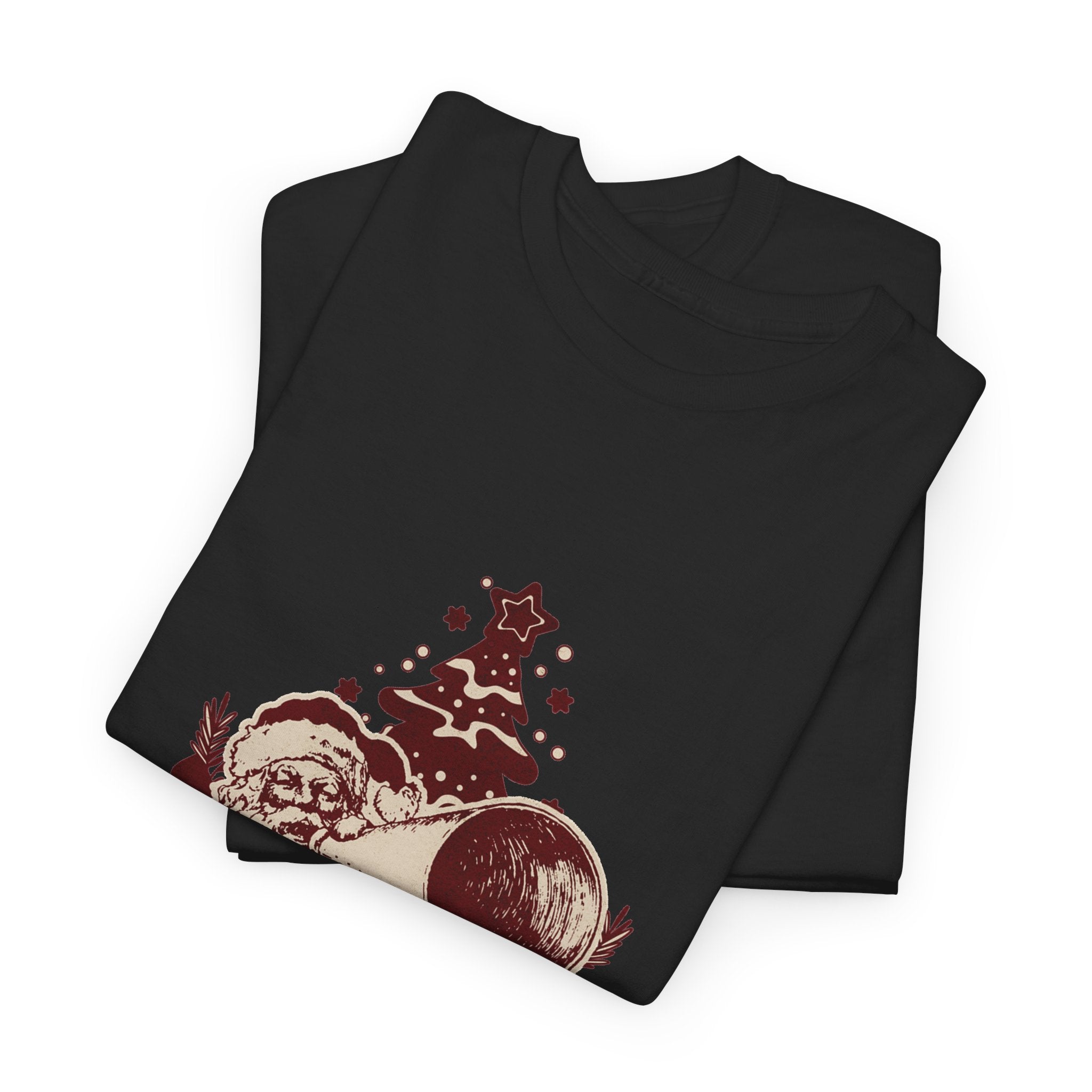 Vintage Megaphone Santa T-Shirt — Retro Christmas Tree Graphic Tee