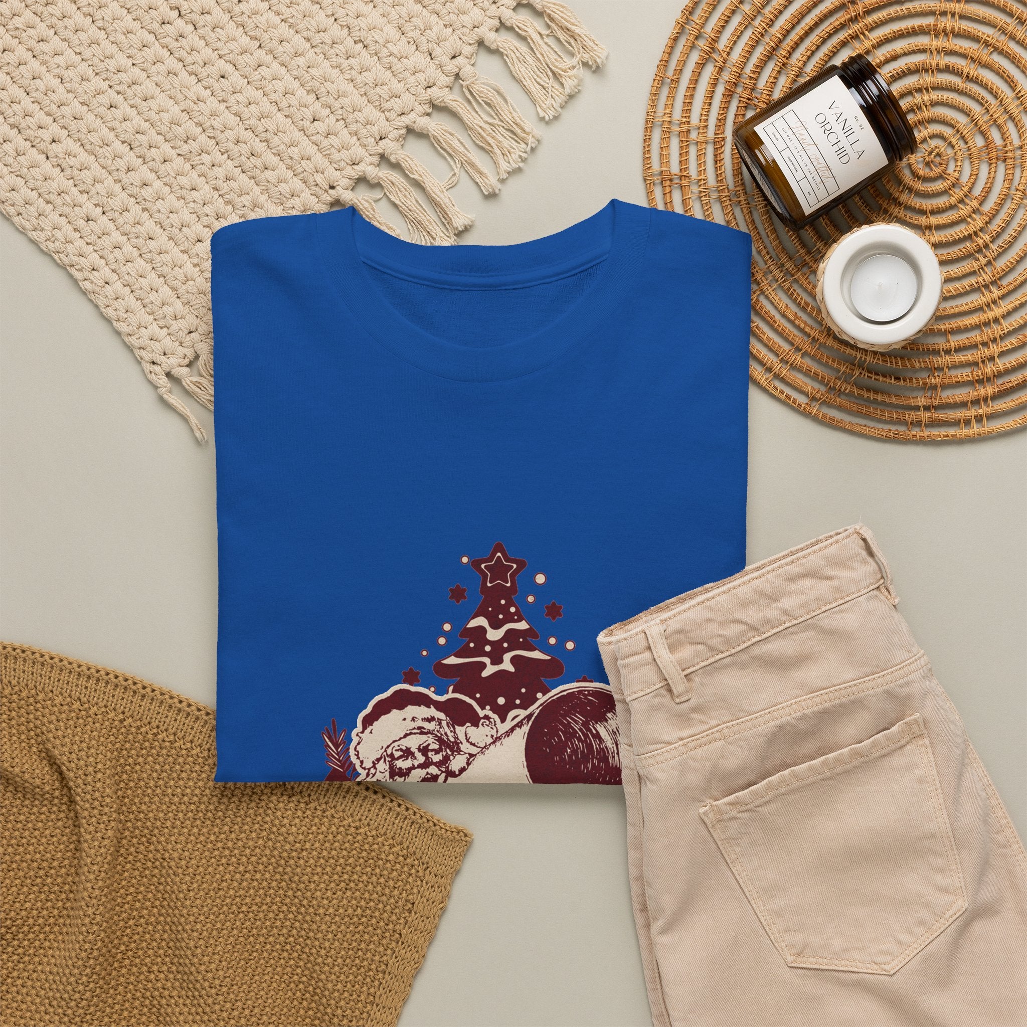 Vintage Megaphone Santa T-Shirt — Retro Christmas Tree Graphic Tee