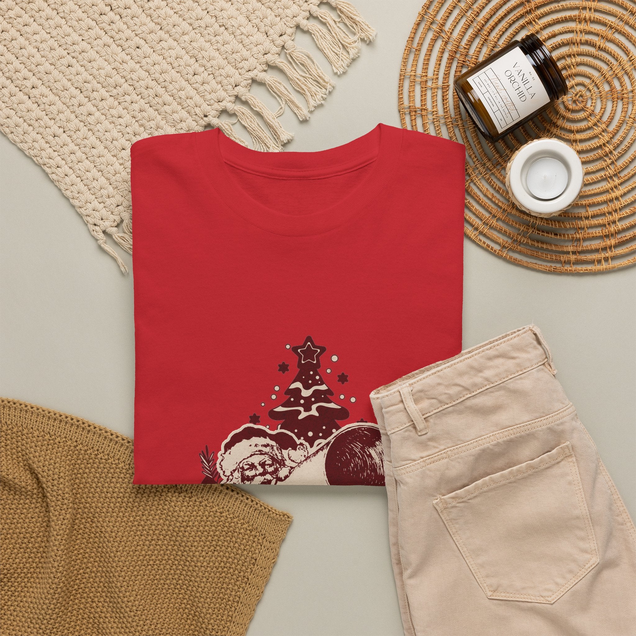 Vintage Megaphone Santa T-Shirt — Retro Christmas Tree Graphic Tee