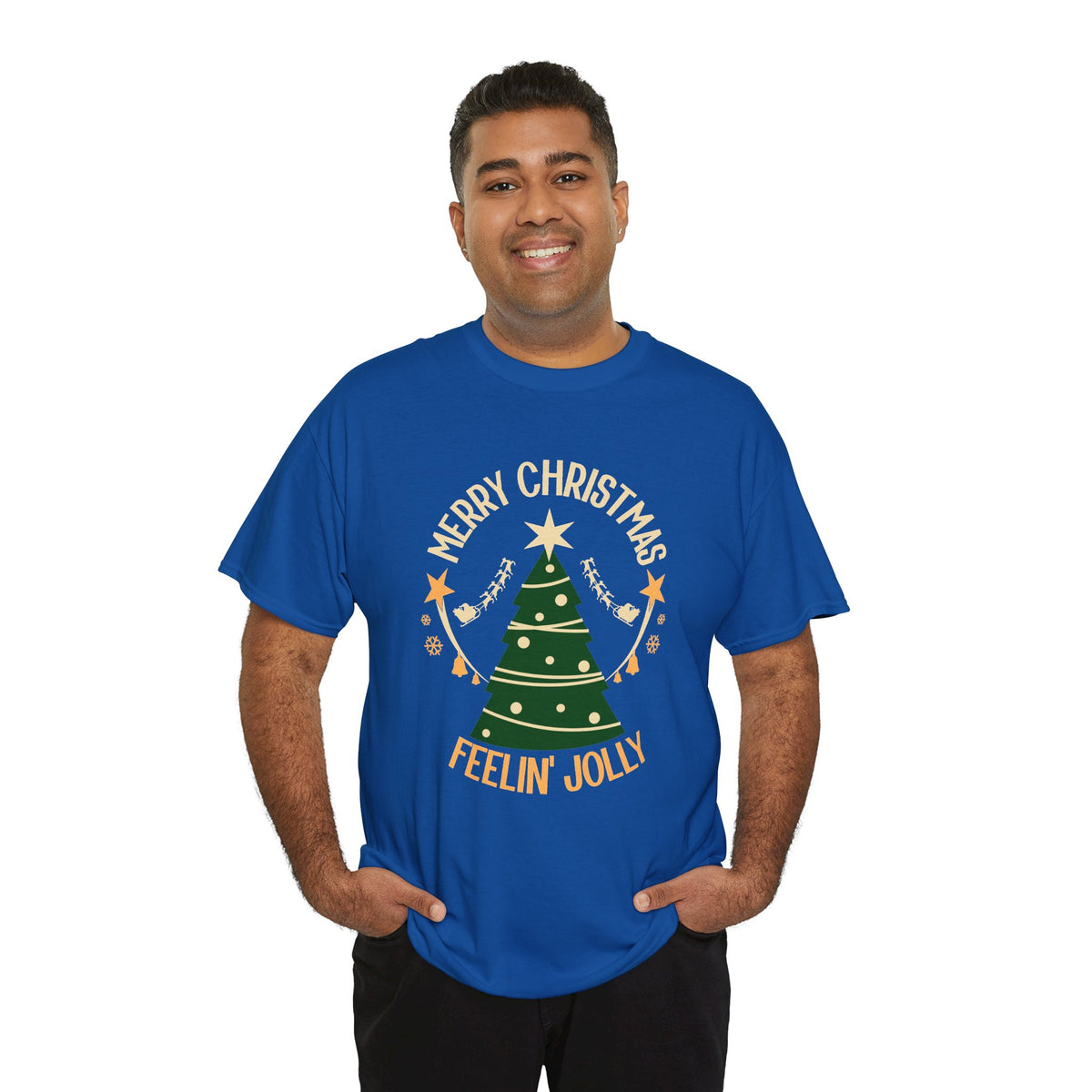 Feelin Jolly Christmas Shirt, Retro Christmas Tree Tee, Merry Christmas Graphic T-Shirt, Vintage Holiday Gift