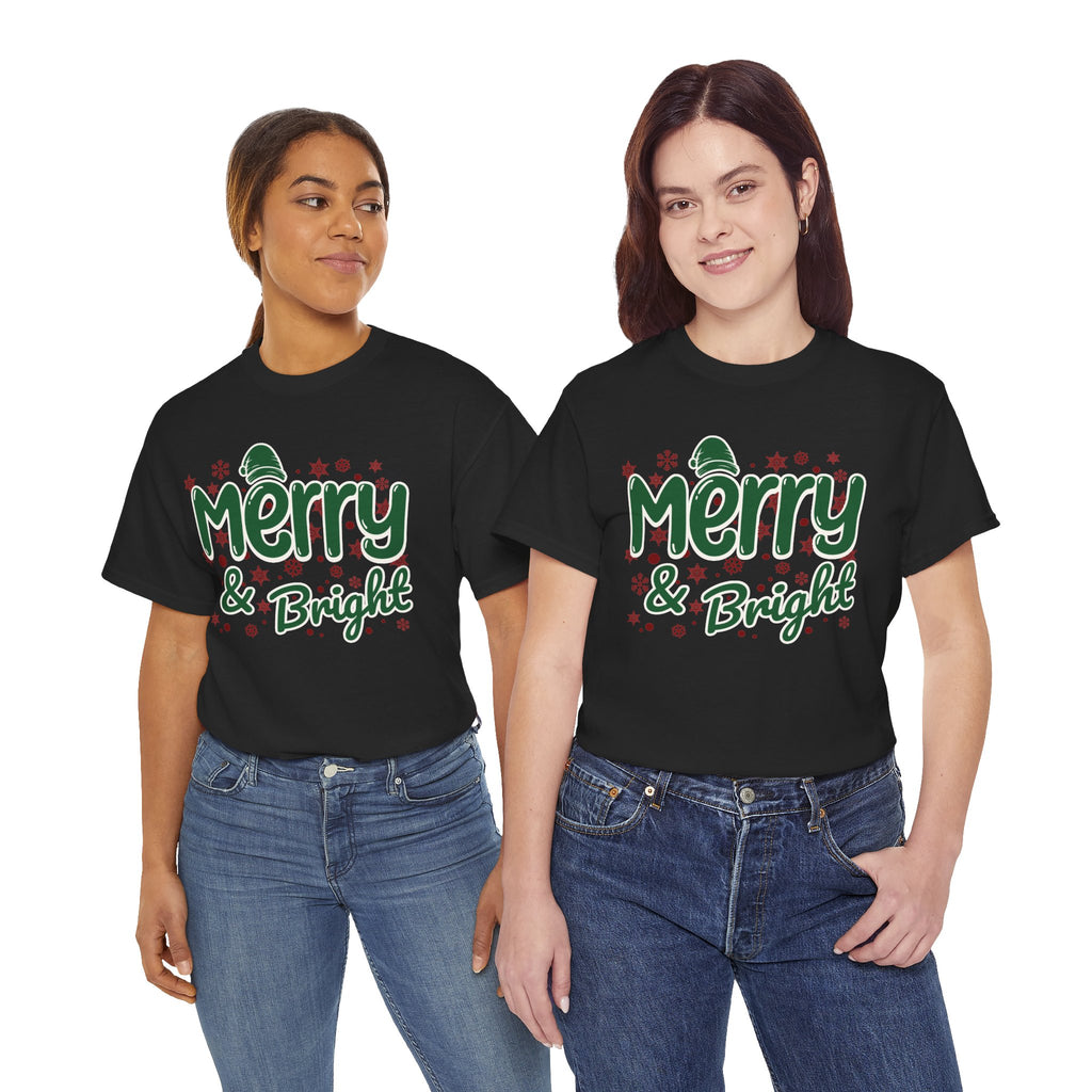 Merry and Bright Christmas Shirt, Retro Holiday Graphic Tee, Vintage Christmas T-Shirt, Festive Xmas Gift