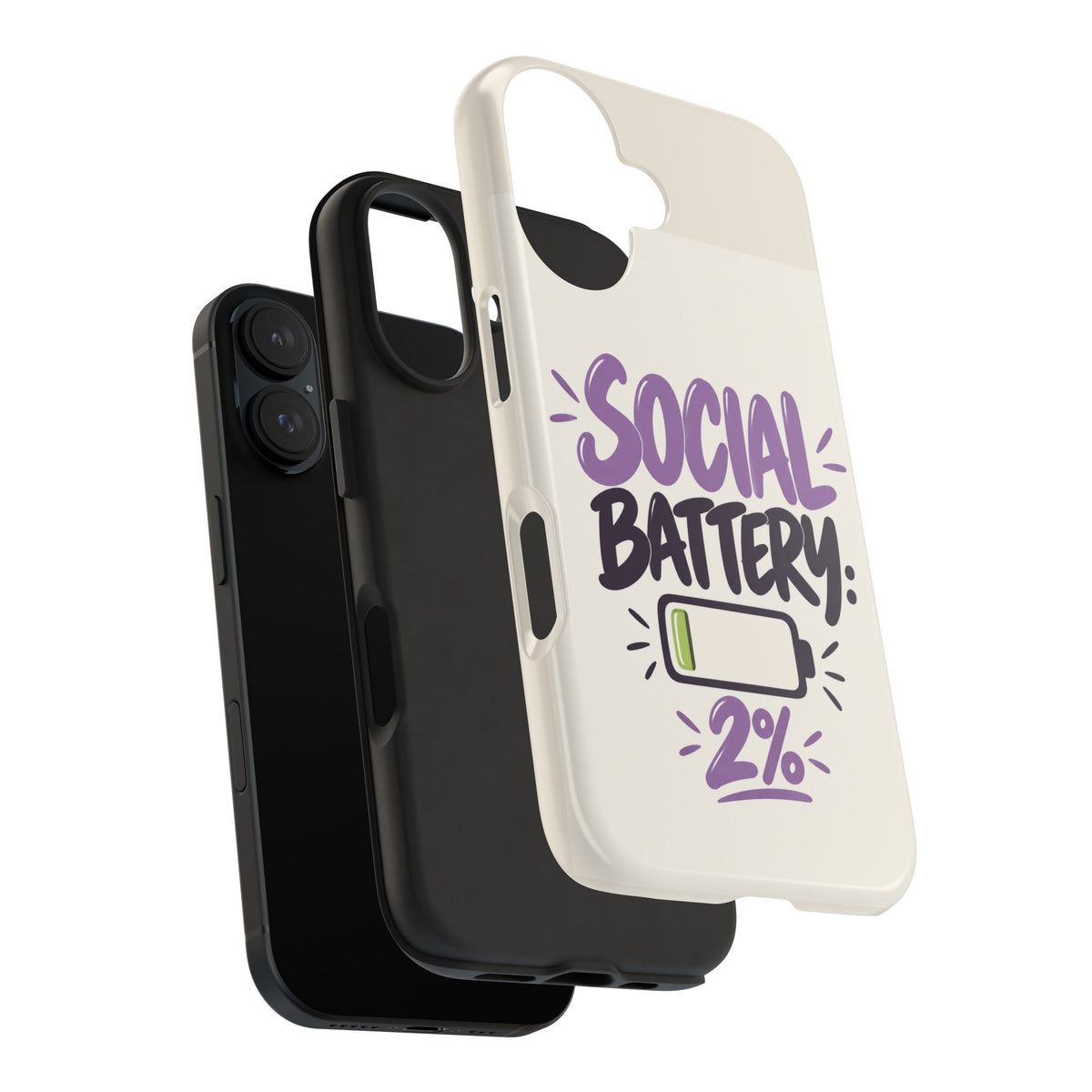 Social Battery: 2% — Funny Introvert Tough Phone Case