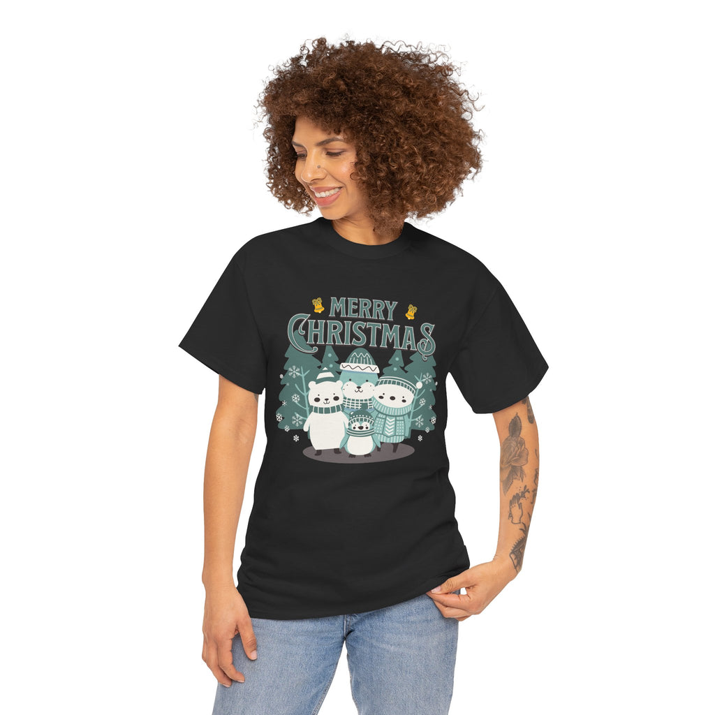 Cute Polar Bear Christmas Shirt, Merry Christmas Graphic Tee, Cozy Winter Animals T-Shirt, Penguin Holiday Gift