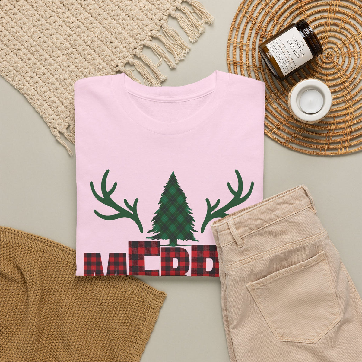 Buffalo Plaid Christmas Shirt, Merry Christmas Graphic Tee, Rustic Farmhouse Holiday T-Shirt, Red Plaid Xmas Gift