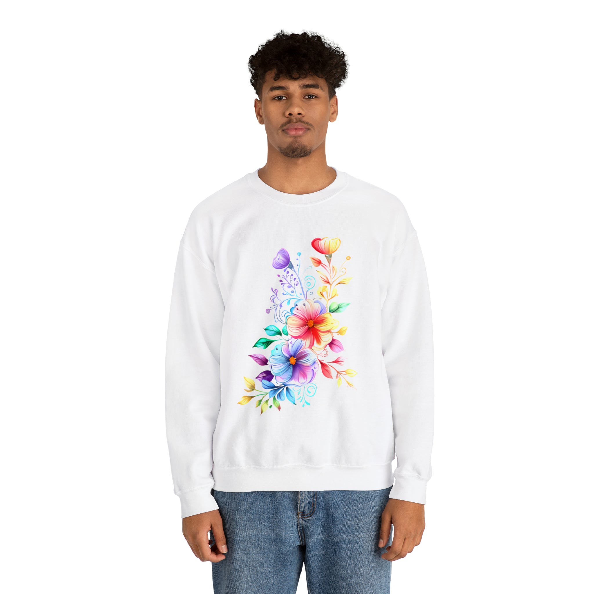 Colorful Flower Design - Crewneck Sweatshirt