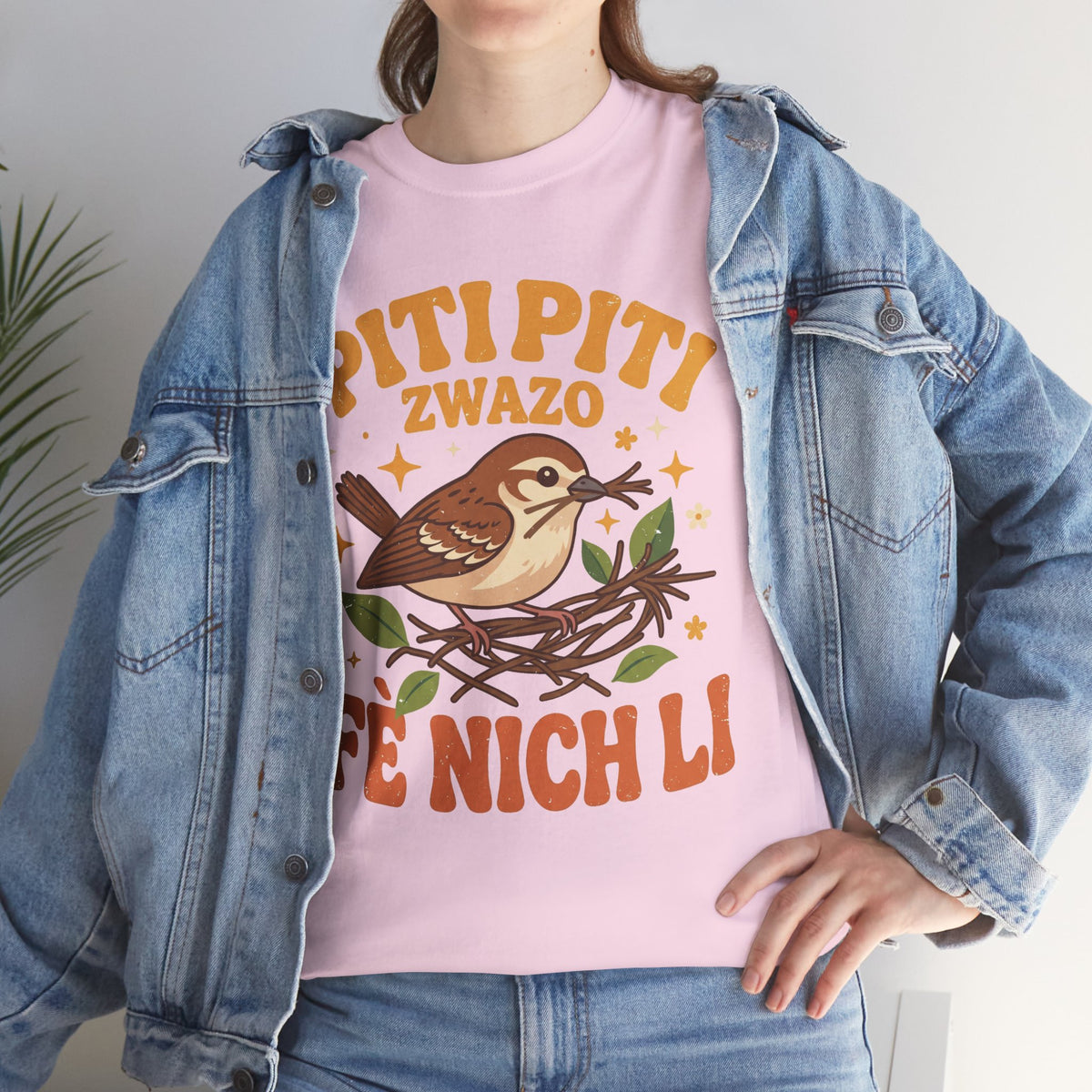 Piti Piti Zwazo Fè Nich Li – Haitian Creole Graphic T-Shirt