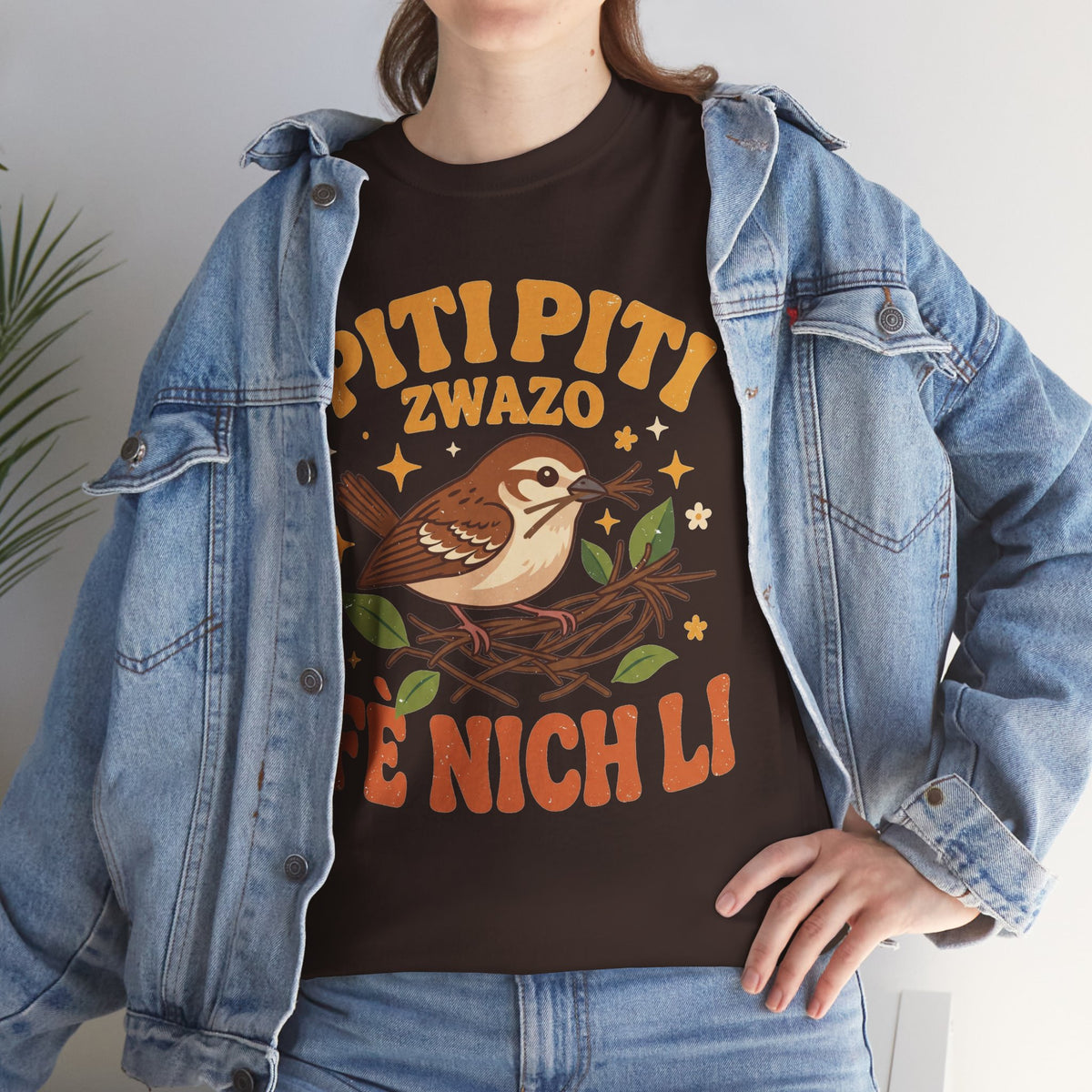 Piti Piti Zwazo Fè Nich Li – Haitian Creole Graphic T-Shirt