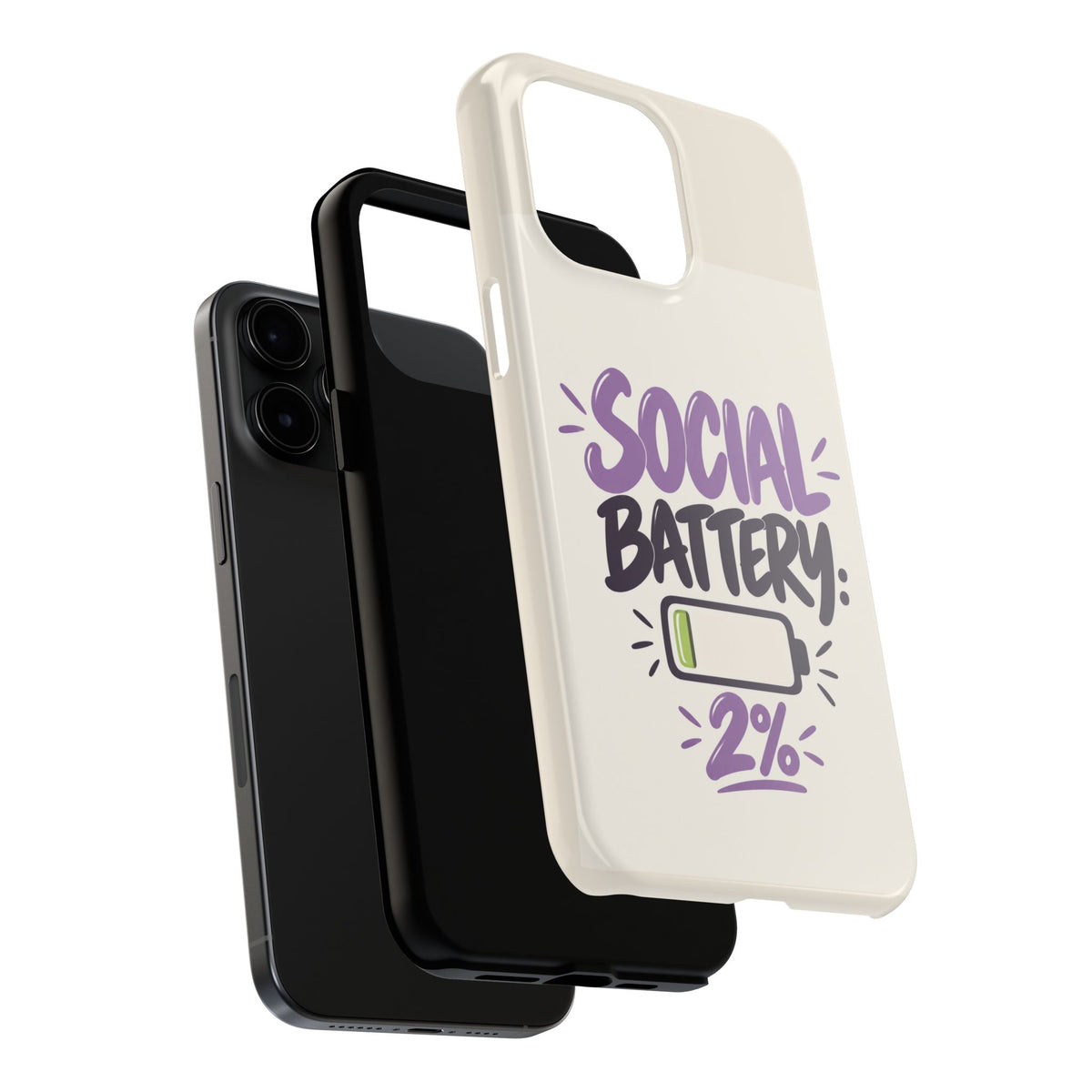Social Battery: 2% — Funny Introvert Tough Phone Case