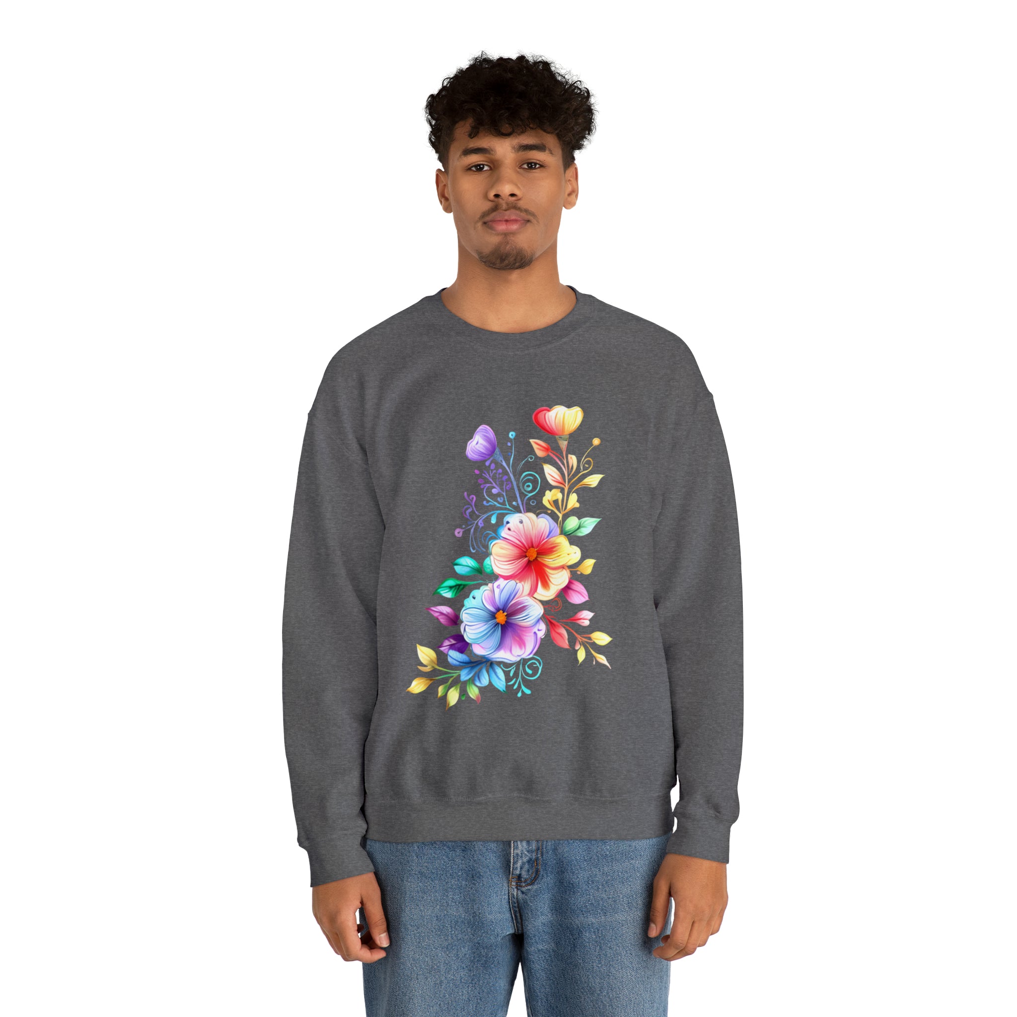 Colorful Flower Design - Crewneck Sweatshirt