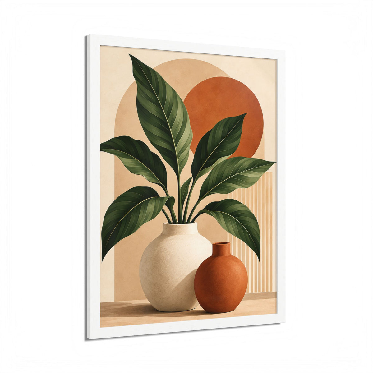 Botanical Framed Wall Art, Terracotta Boho Wall Decor, Olive Green Botanical Print, Neutral Living Room Art