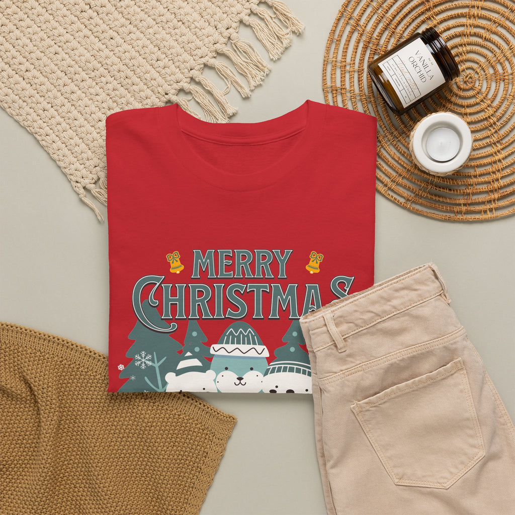 Cute Polar Bear Christmas Shirt, Merry Christmas Graphic Tee, Cozy Winter Animals T-Shirt, Penguin Holiday Gift