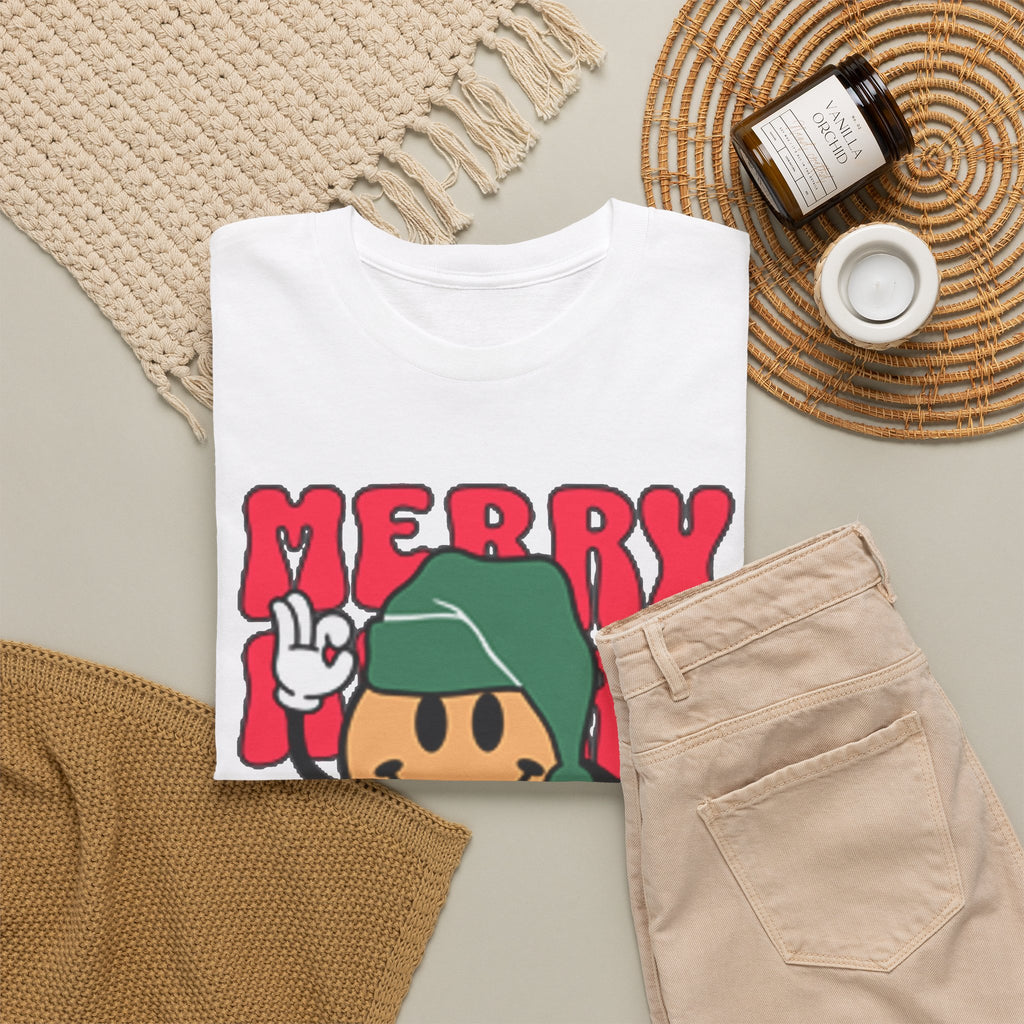 Groovy Christmas Shirt, Retro Smiley Face Christmas Tee, Cute Merry Xmas Graphic T-Shirt, Trendy Holiday Gift